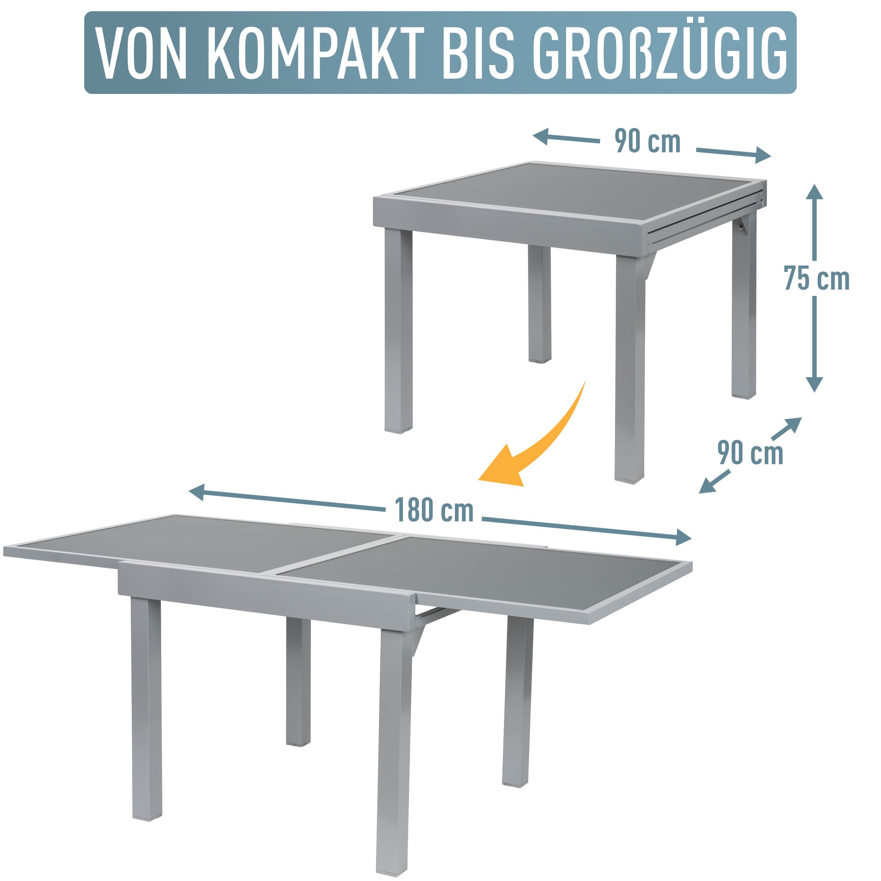 ib style Gartentisch Diplomat Quadro Ausziehtisch günstig online kaufen