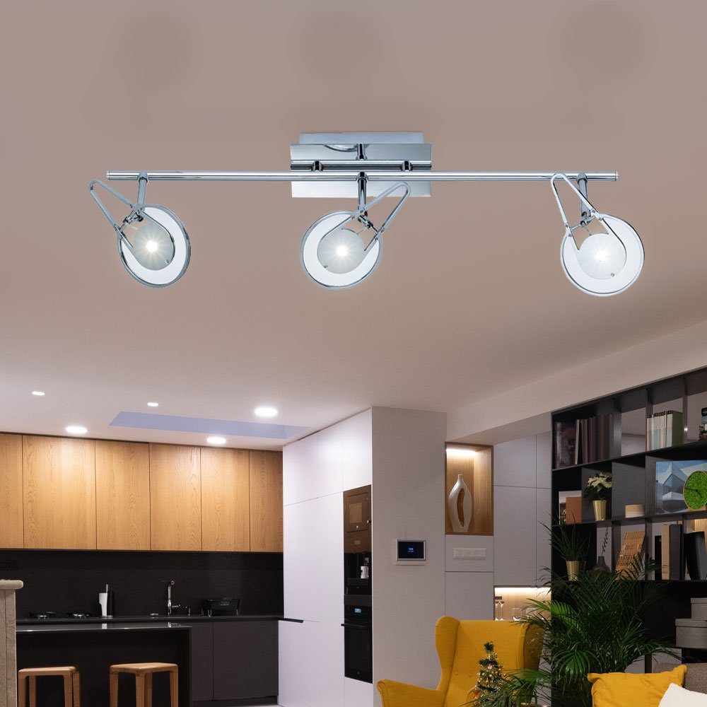 WOFI LED Deckenleuchte, LED-Leuchtmittel fest verbaut, Warmweiß, LED Decken Strahler bewegliche Spots Diele Licht MAUD 3flg WOFI