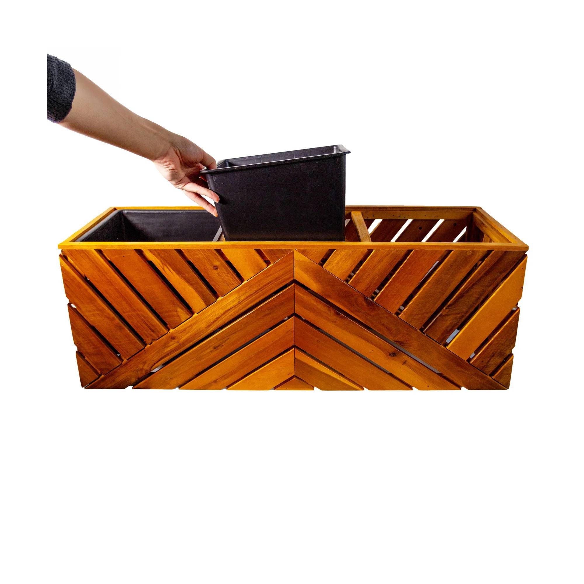 Frank Flechtwaren Blumentopf Pflanzkasten "Recycling Wood" (1 St)