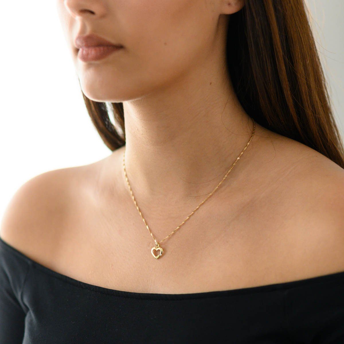 Materia Goldkette Damen Gold Herz Zirkonia 45cm GKA-6, 375 Gelbgold, 9 Kara günstig online kaufen