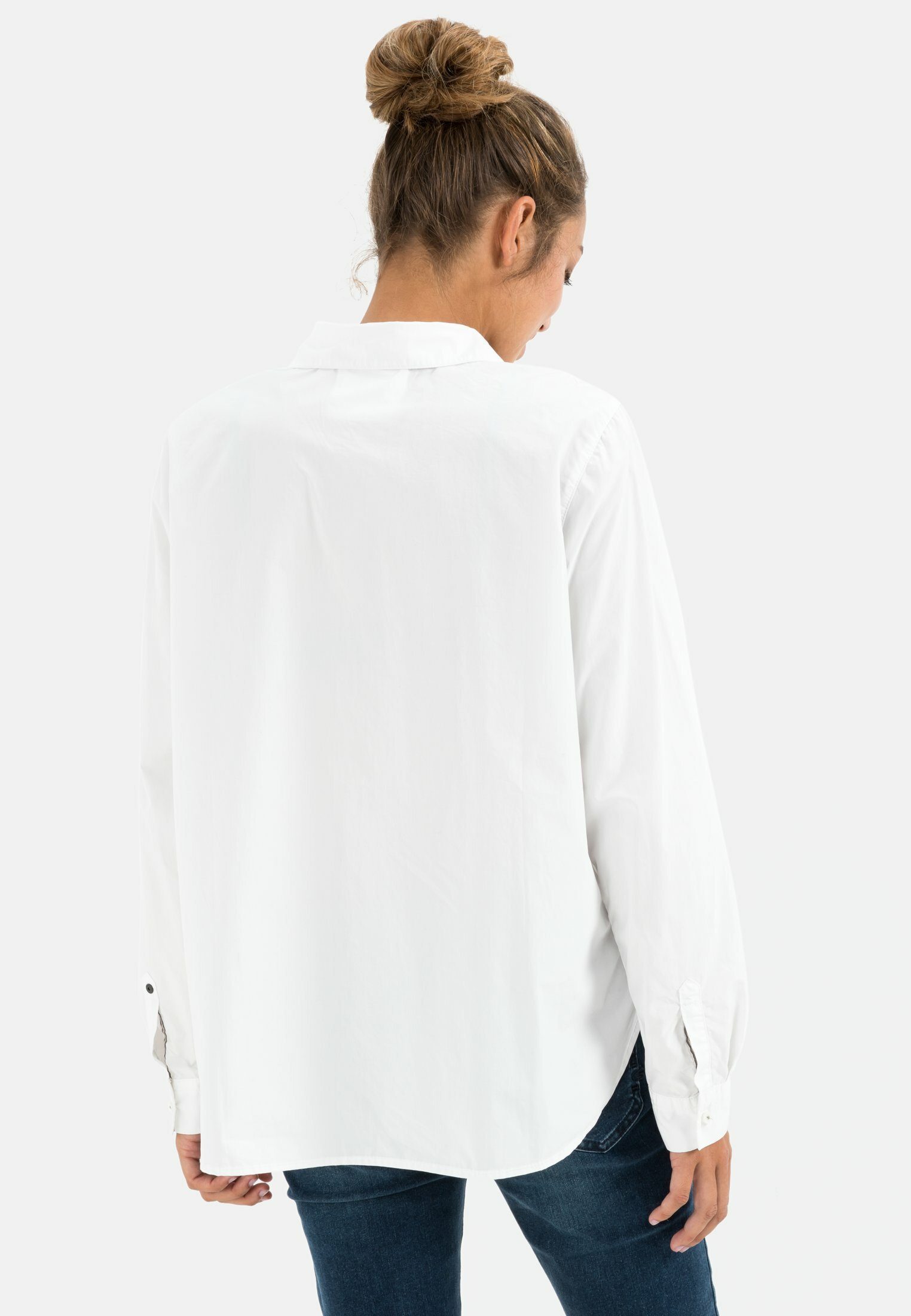 camel active Hemdbluse aus Organic Cotton Langarm Hemdblusenkragen unifarbe günstig online kaufen