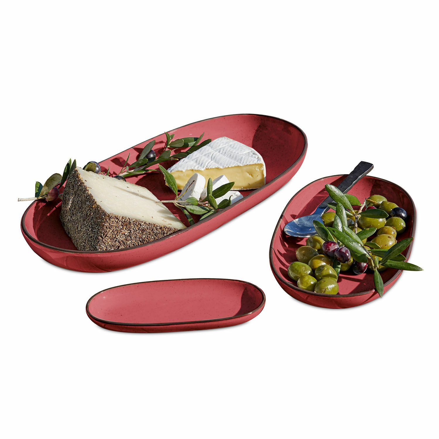 Mirabeau Geschirr-Set Servierplatte 3er Set Biarré rot, Steinzeug