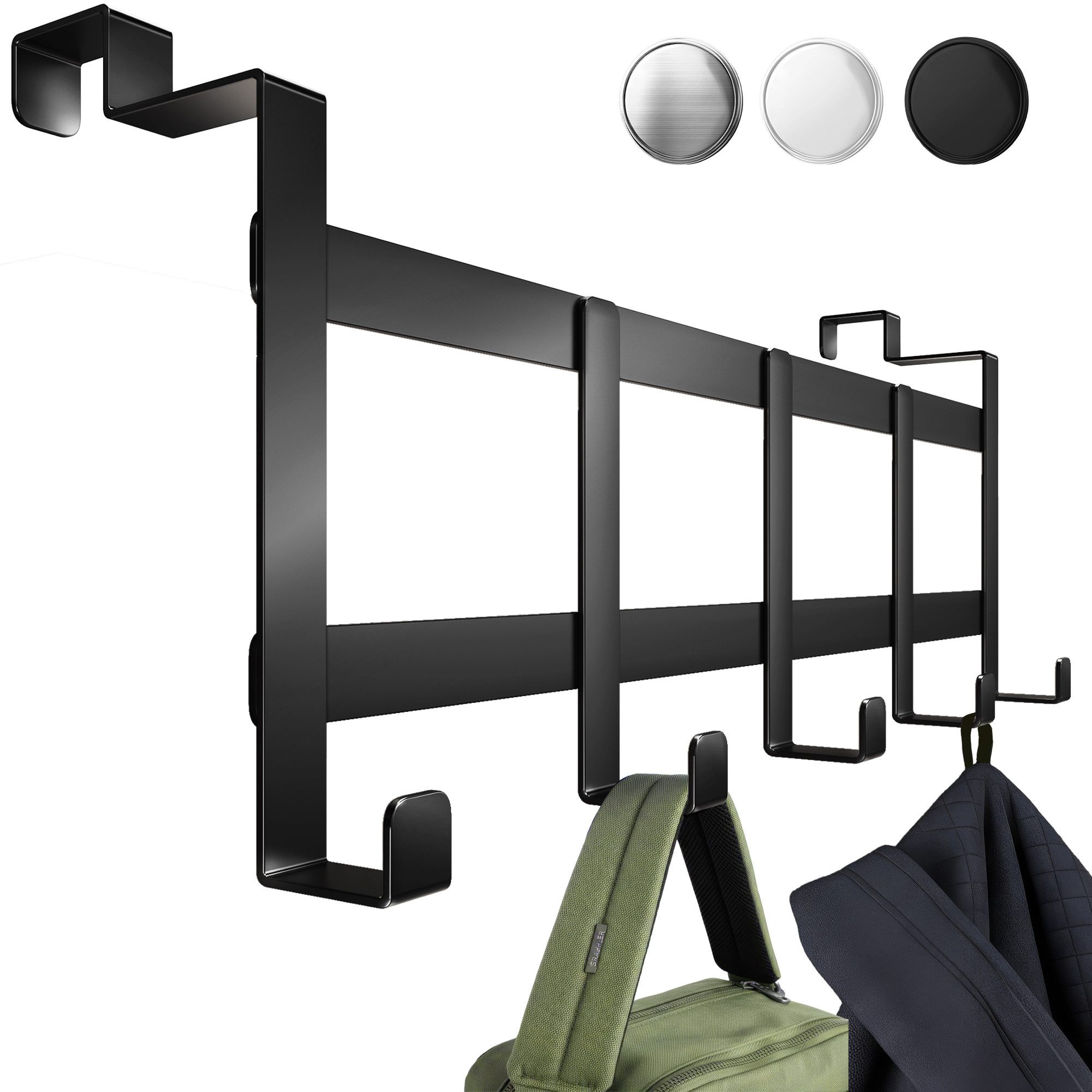 Aurelia Home Türhaken Türgarderobe für die Falztürinnenseite, Edelstahl, 5 Haken, 31,7 cm, Türen, (Packung, 1-St., 1), ohne Bohren,Stabil,langlebig,rostbeständig,verformungsresistent