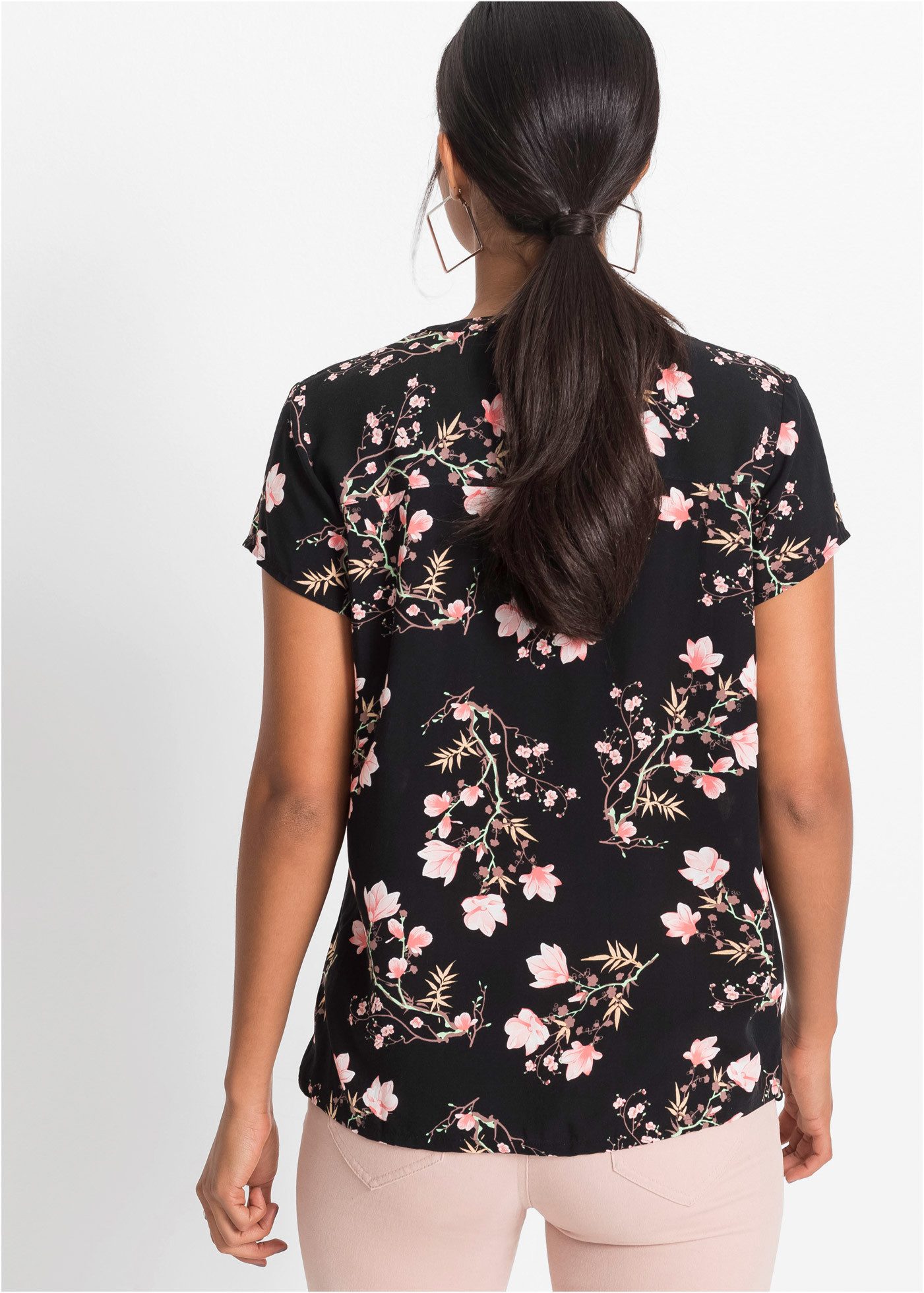bonprix Kurzarmbluse Regular Fit, für Businessmode, aus Viskose, feminin ge günstig online kaufen