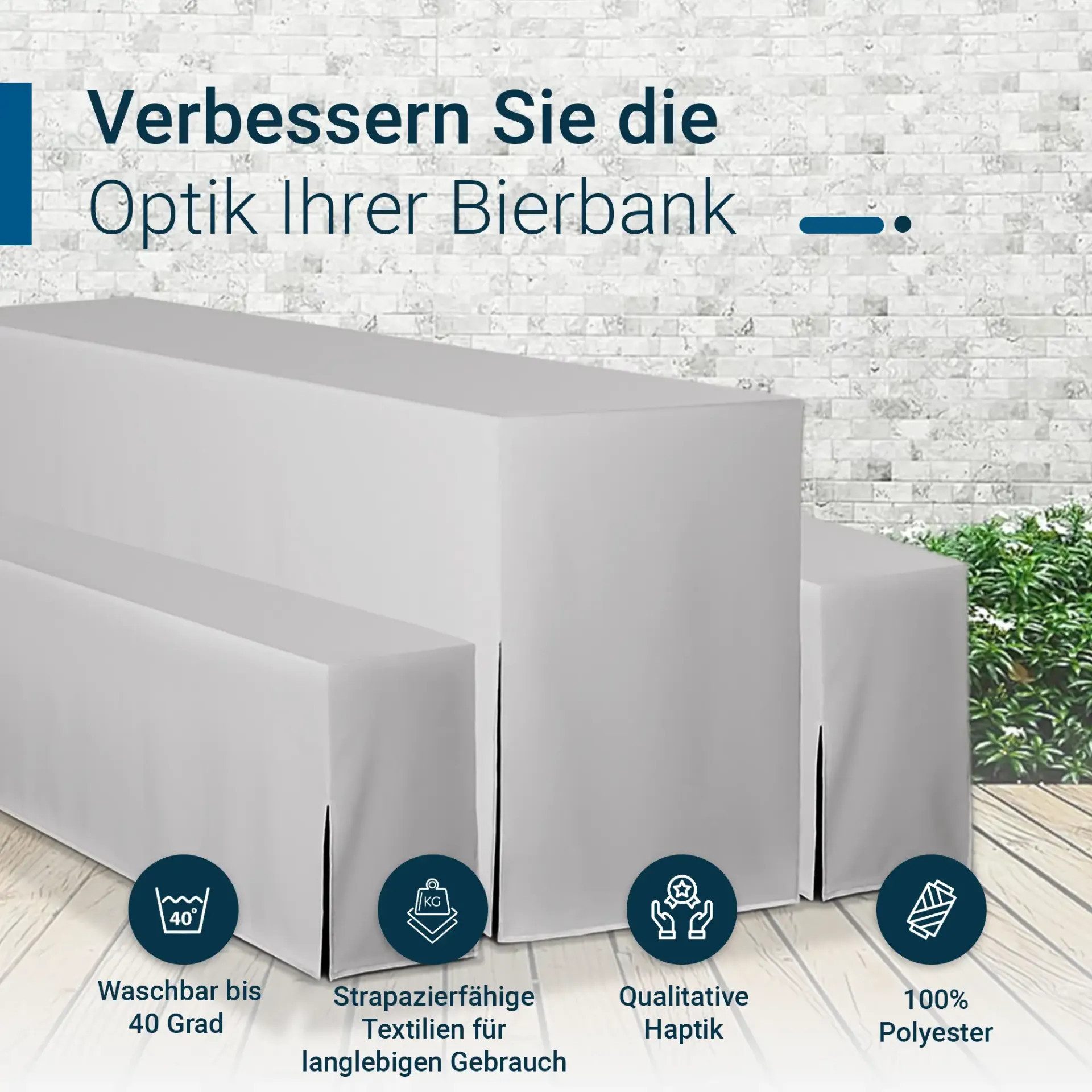 TexDeko Biertischhusse Biertischhussen Premium für Bierzeltgarnituren (nur Tisch), Länge & Breite: Nach Wahl, blickdicht & pflegeleicht – Bild 3 von 5