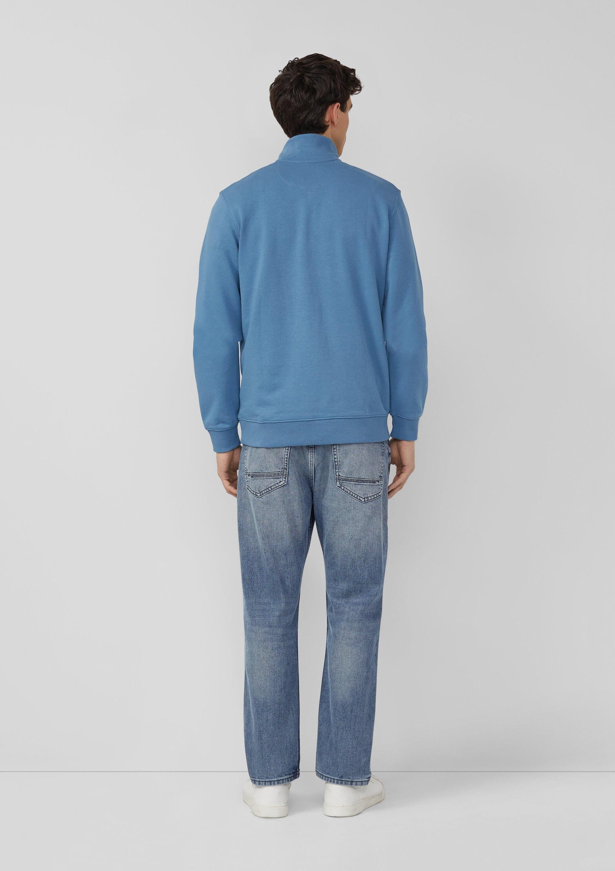 s.Oliver Sweatshirt Sweatshirt Sweatshirt mit Troyer-Kragen und Logo-Patch