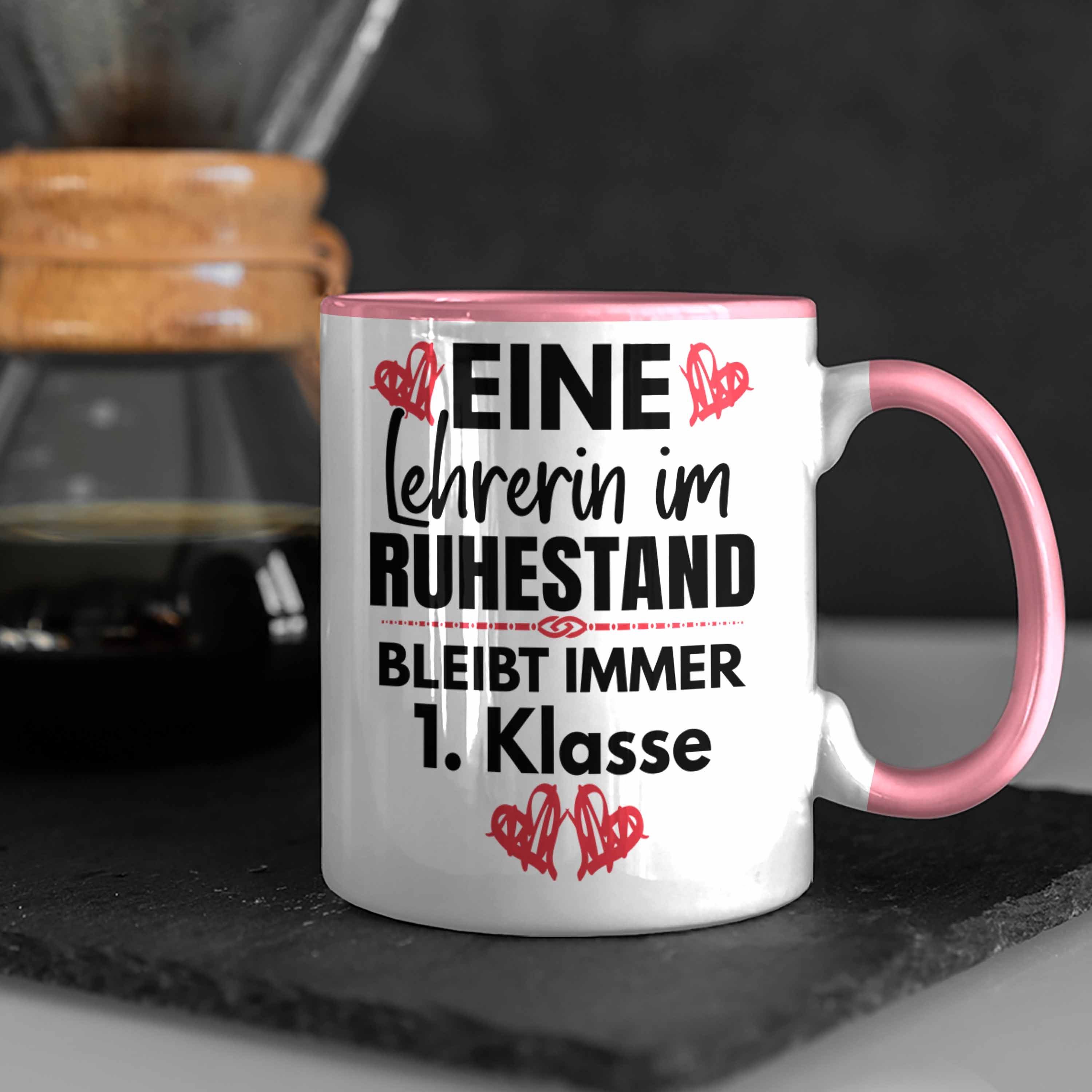 Trendation 1. Abschied Rente Pensionierung Lehrerin Lehrerin Tasse Rosa Geschenkidee Beste Klasse Geschenk Tasse Ruhestand Abschiedsgeschenk - Trendation