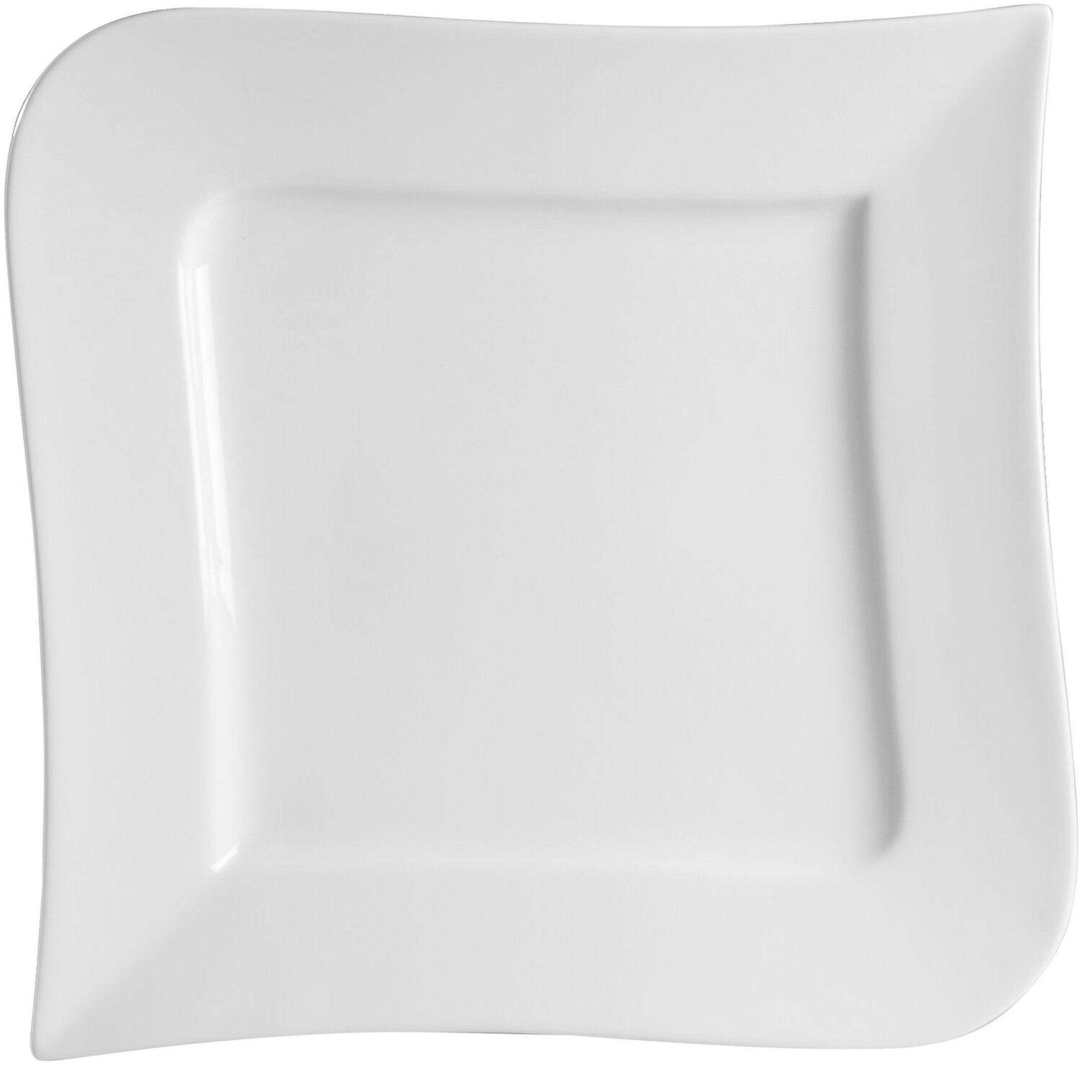 Ritzenhoff & Breker Speiseteller Speiseteller Melodie weiß geschwungener Form eckig 28 x 28 cm, (1 St)