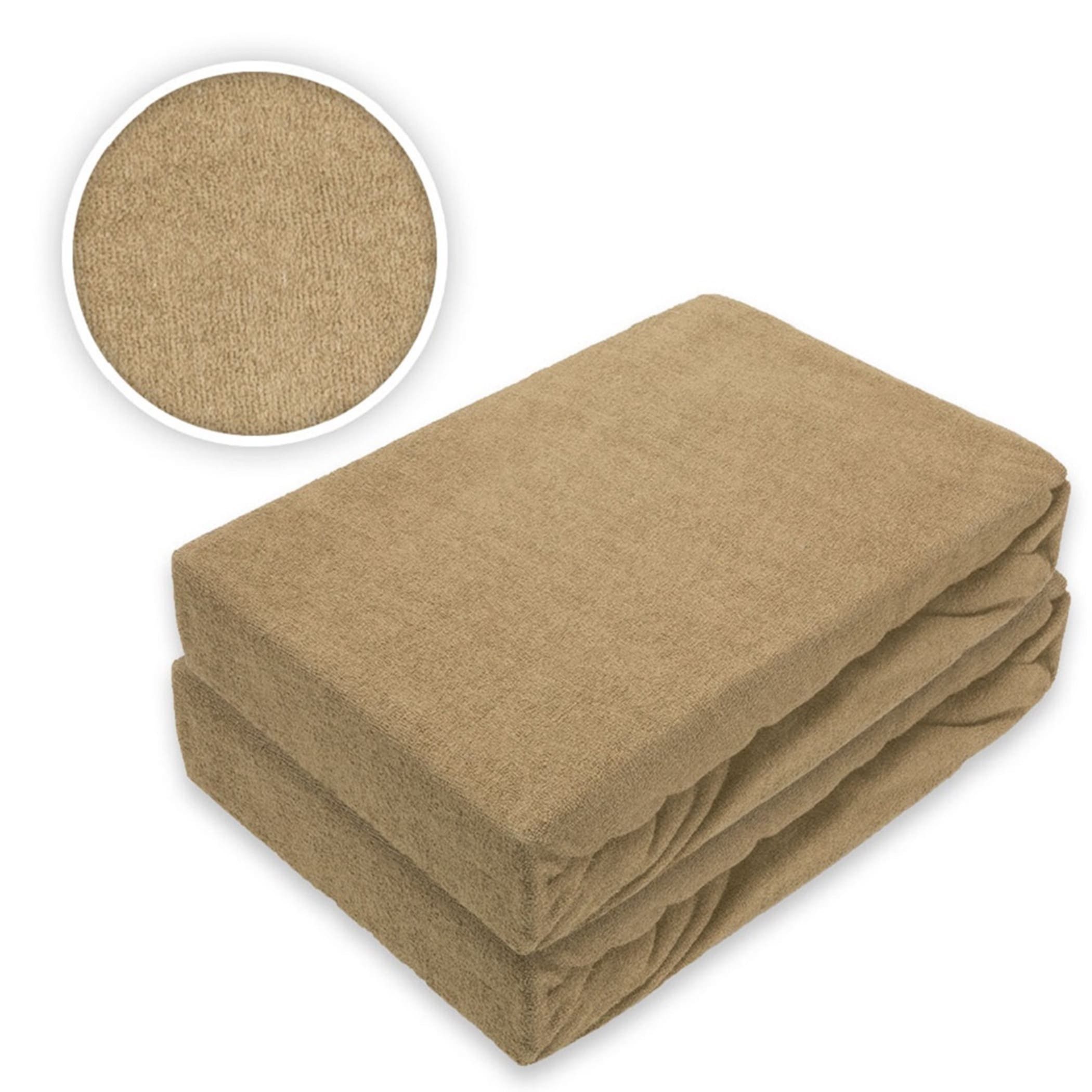 EXKLUSIV HEIMTEXTIL Spannbettlaken Doppelpack Frottee Spannbettlaken Sand, Frottee, Gummizug: rundum, (2 Stück) – Bild 2 von 5