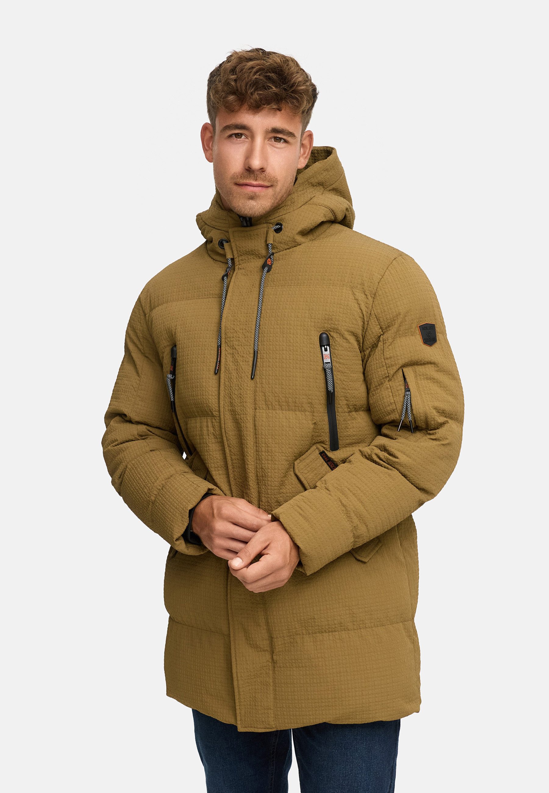 Indicode Wintermantel Herren INLondoy Jacke Winter Herrenjacke Parka mit markanter Struktur und Kapuze
