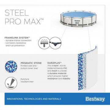 BESTWAY Framepool Steel Pro MAX™ Frame Pool, 457 x 122 cm, Komplett-Set