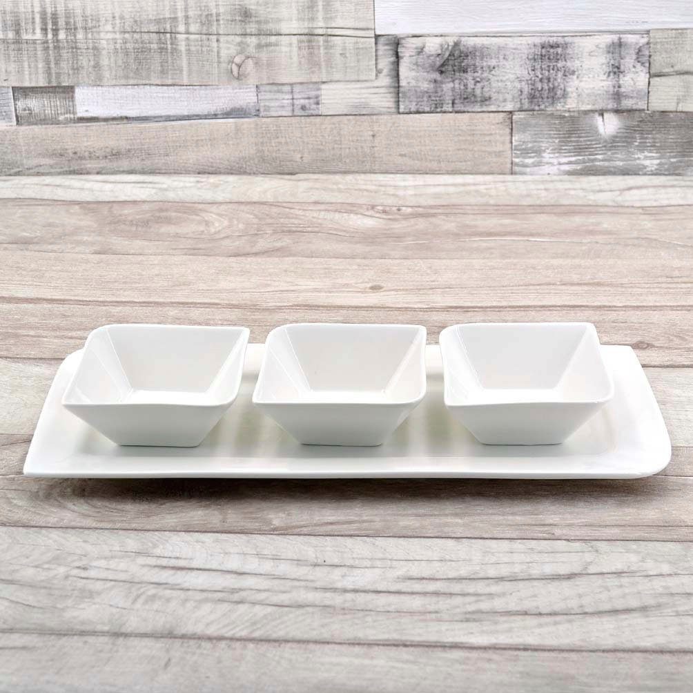 Retsch Arzberg Snackschale FANTASTIC, Porzellan, (Set, 4-tlg), außergewöhnliche eckige Form, Fine China Porzellan