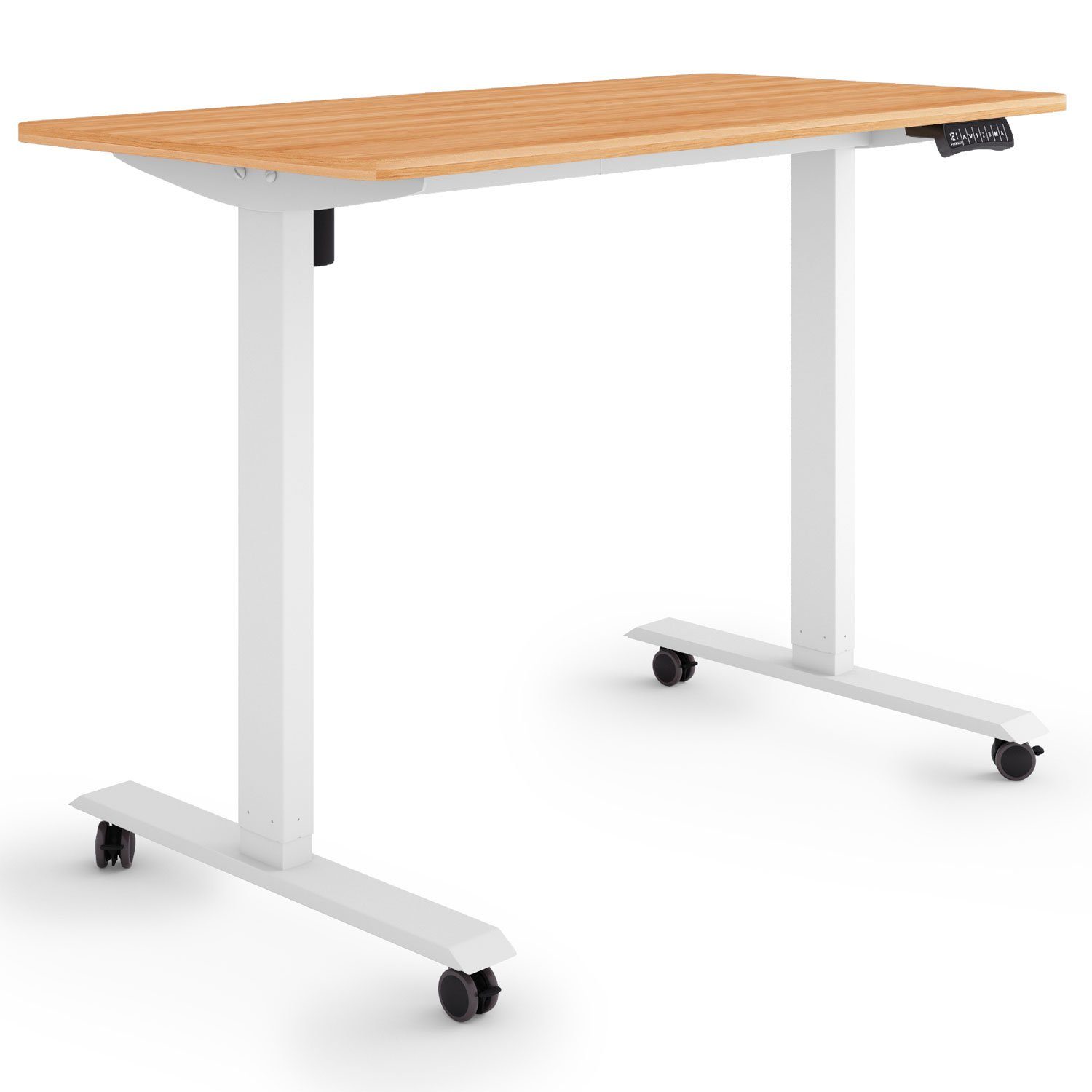 ESMART x Tischplatte: ESMART 120 Rollen ETX-121 Ahorn Elektrisch Schreibtisch Weiß 60 cm Germany, Rahmen: auf Schreibtisch höhenverstellbarer /