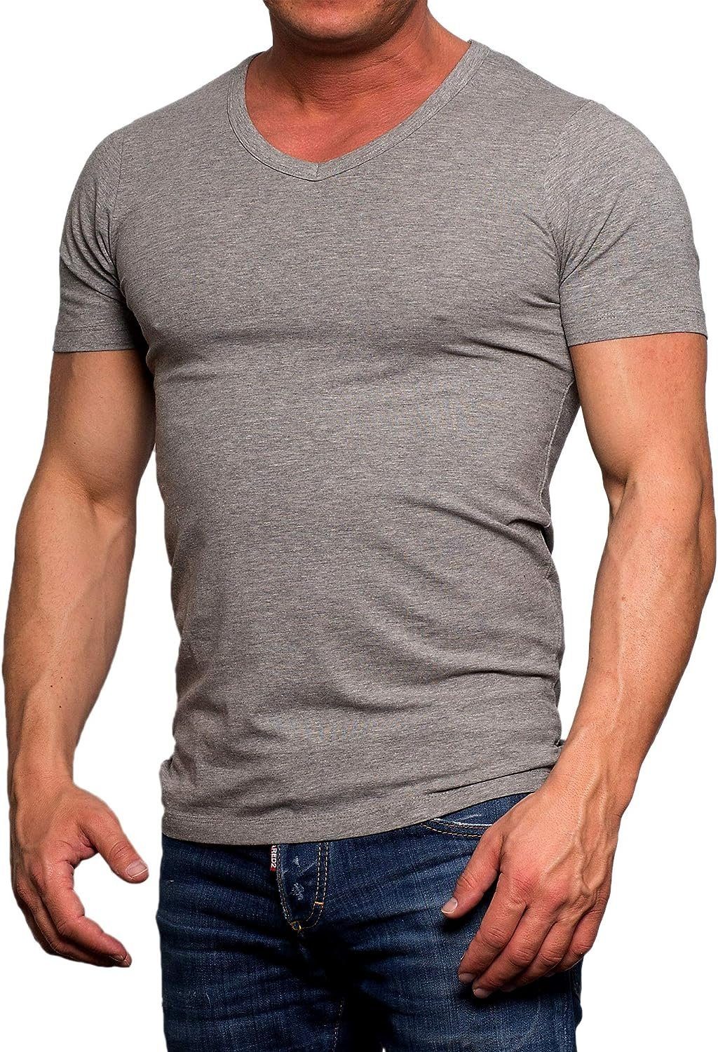 T-Shirt Grey Jack 4er-Pack) V-Ausschnitt Mix & Light Shirts, (Spar Basic Set, 4er mit Jones