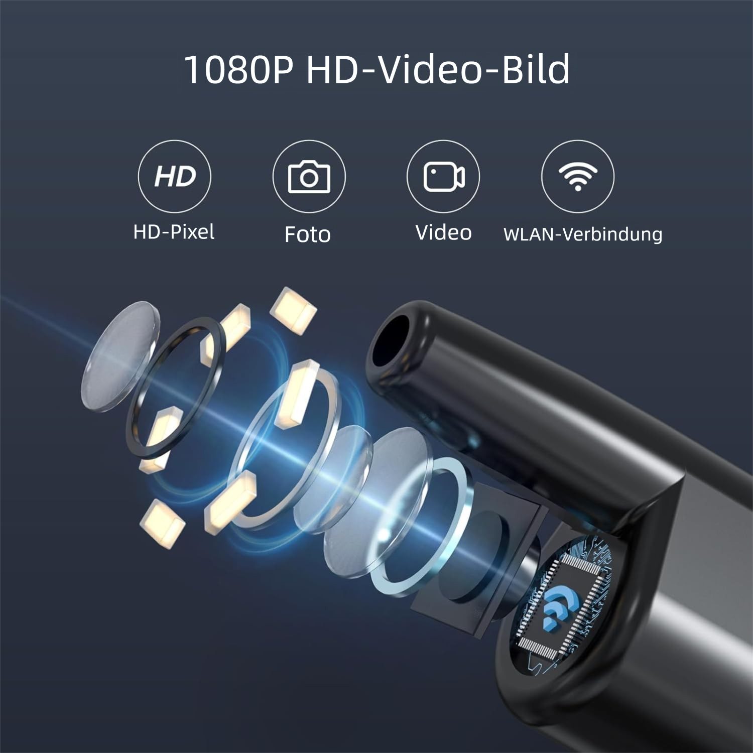 VEKROBOT Elektrischer Ohrenreiniger Ohrenreiniger 1080P Kamera Licht Set mit 10 Aufsätzen Reinigungsgerät, Set 1-tlg., Praktisches Ohrreinigungsgerät für den Haushalt, Kabelloses Otoskop sicher effektiv gegen Ohrenschmalz