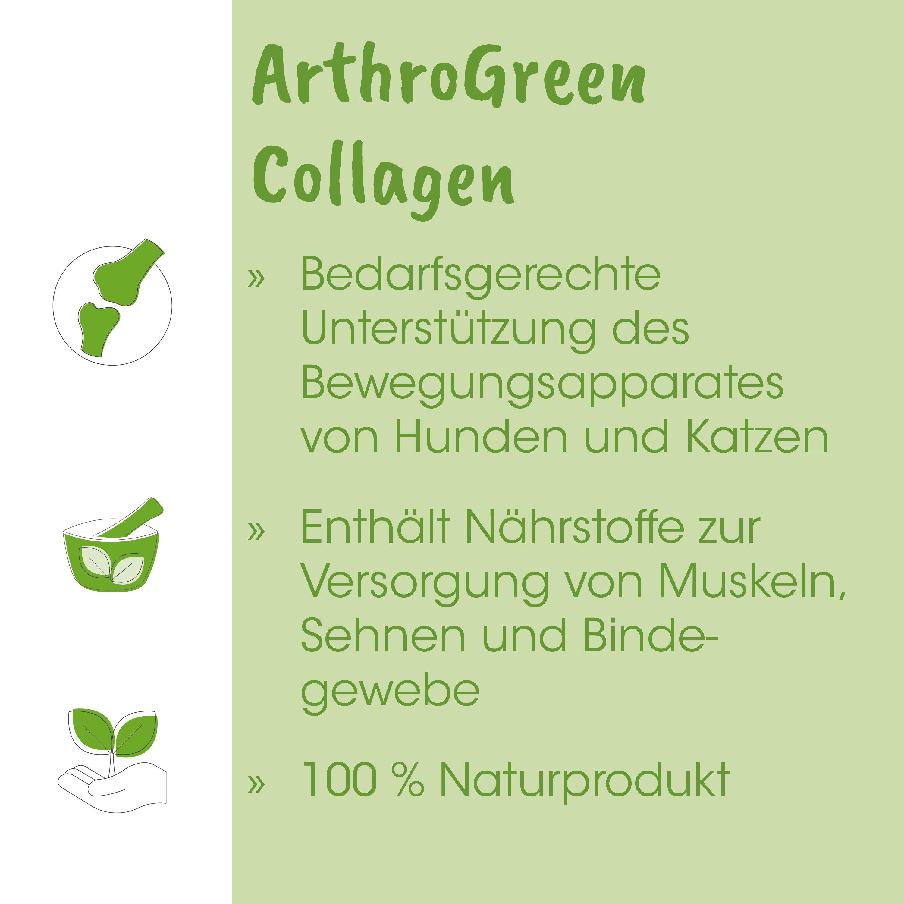 cdVet Arthrogreen Collagen, Ergänzungsfutter für: Pferde, Katzen, Hunde, Bei schwachem Bindegewebe, mit 65% Kollagen, Grünlippmuschel
