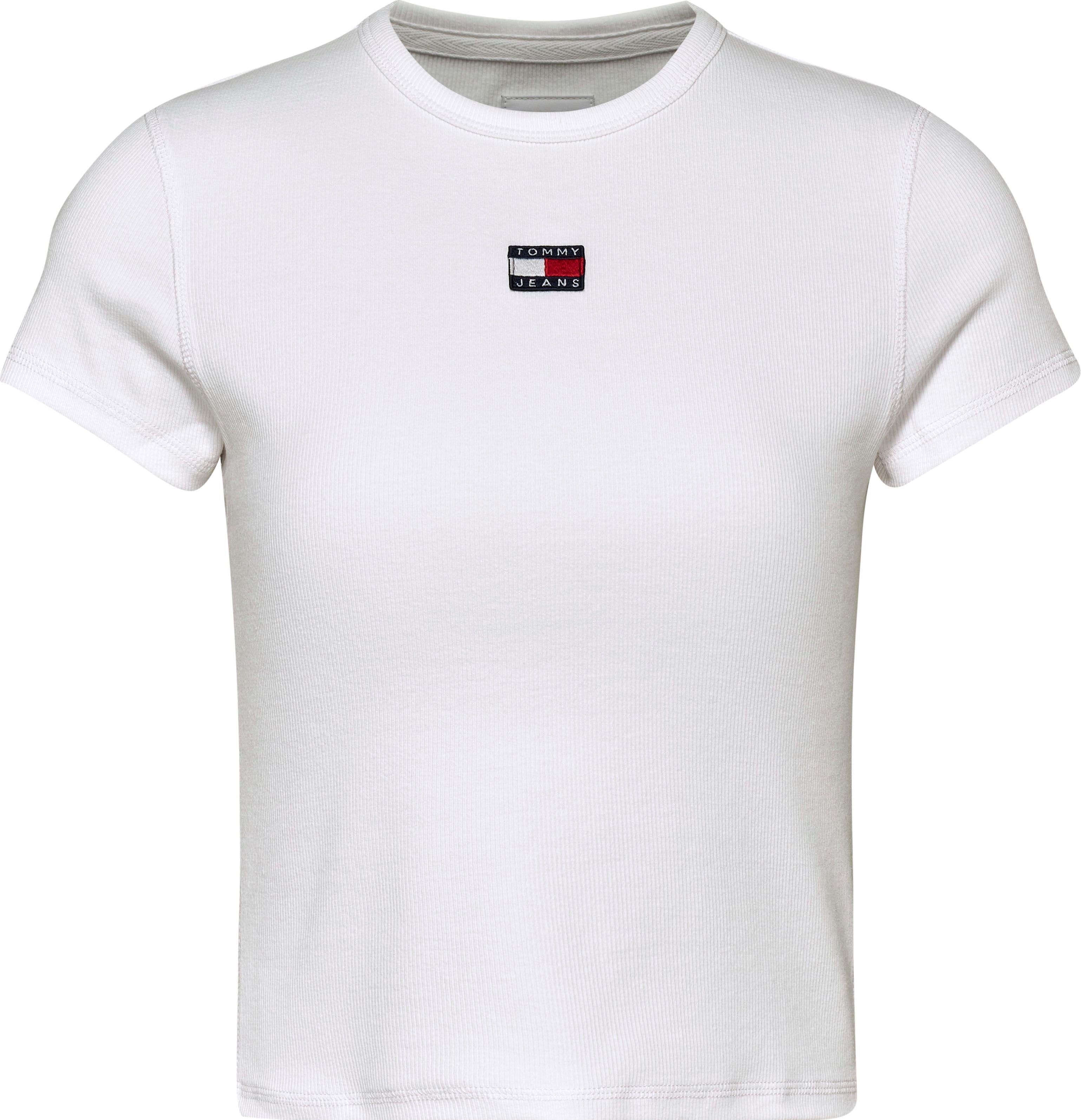 White T-Shirt Jeans XS Tommy TJW RIB BADGE mit Logo-Badge BBY