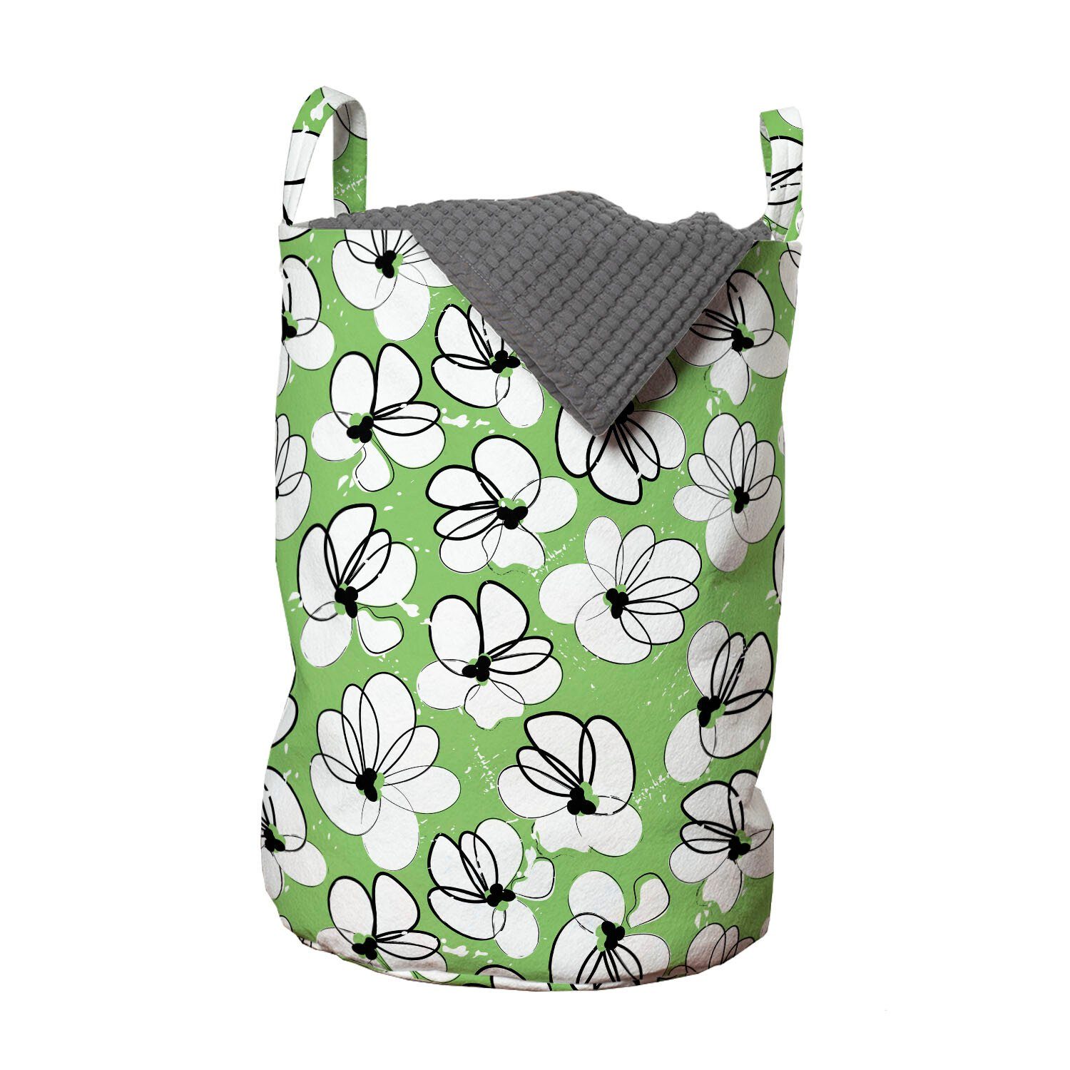 Abakuhaus Wäschesäckchen Wäschekorb mit Griffen Kordelzugverschluss für Waschsalons, Blumen Moderne Grunge Sommer Petals