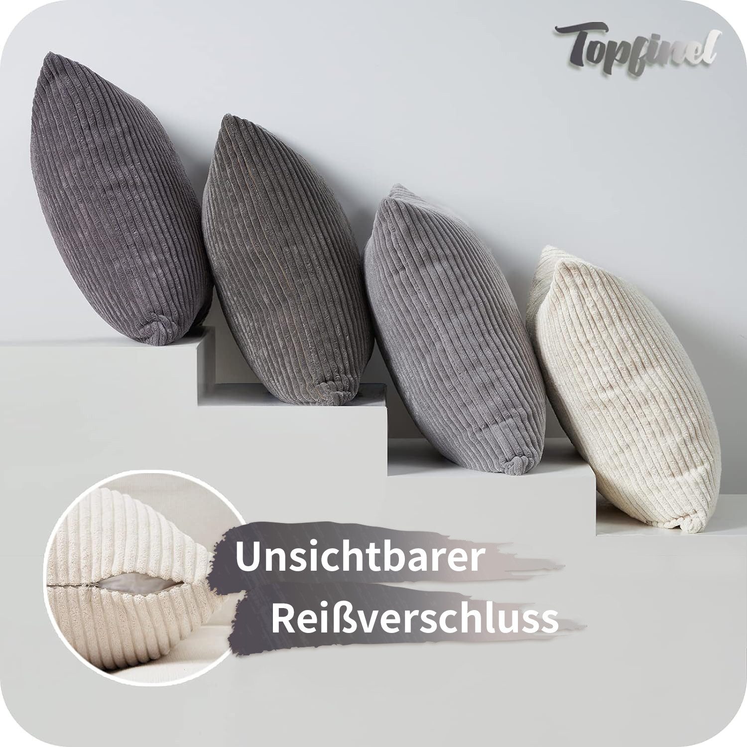 Topfinel Kissenbezüge 4er Set Kordsamt, flauschig Farbverlauf, Gestreift, C günstig online kaufen