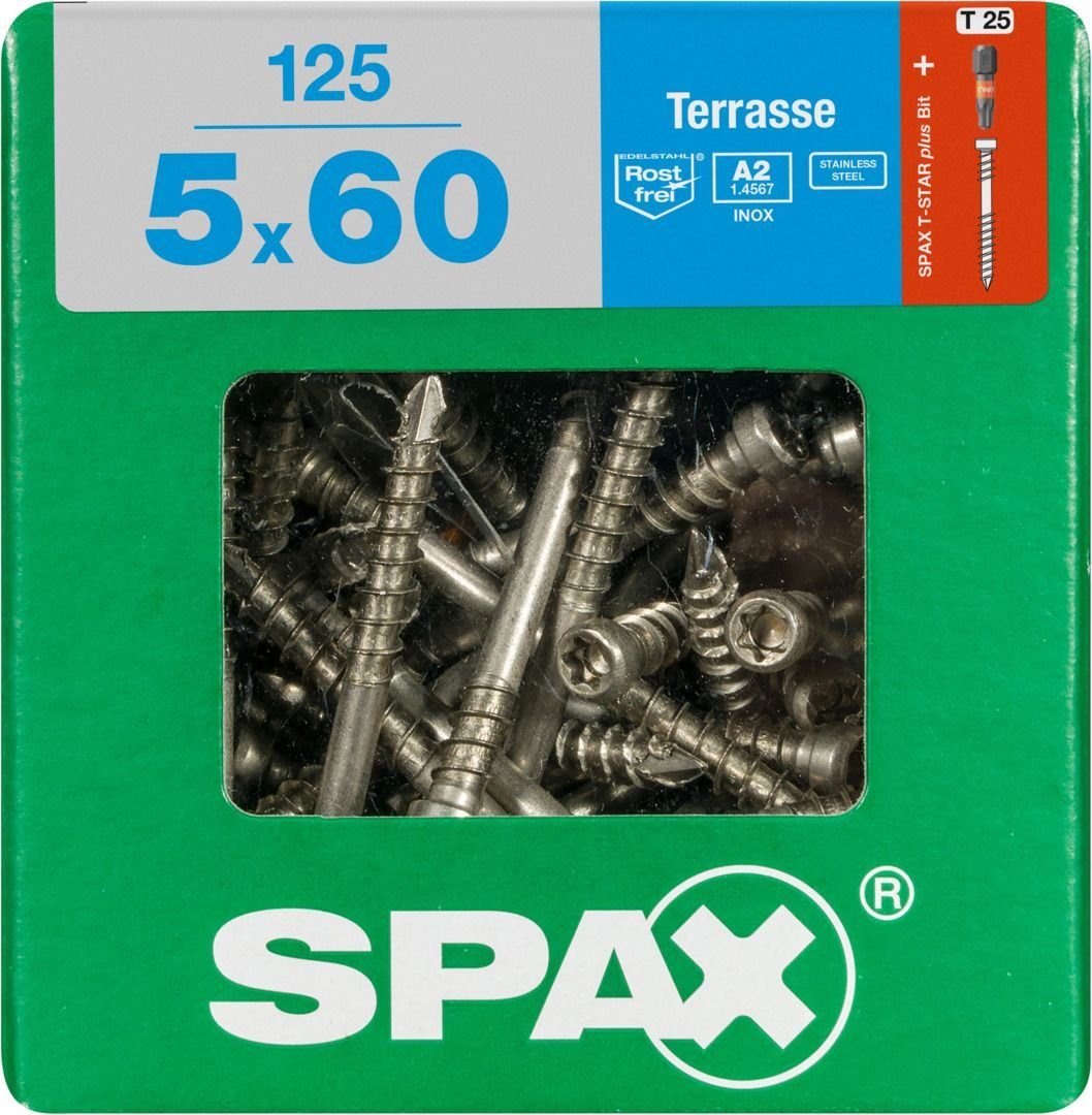 125 SPAX mm Terrassenschrauben - 5.0 TX 60 x Terrassenschraube Spax 25