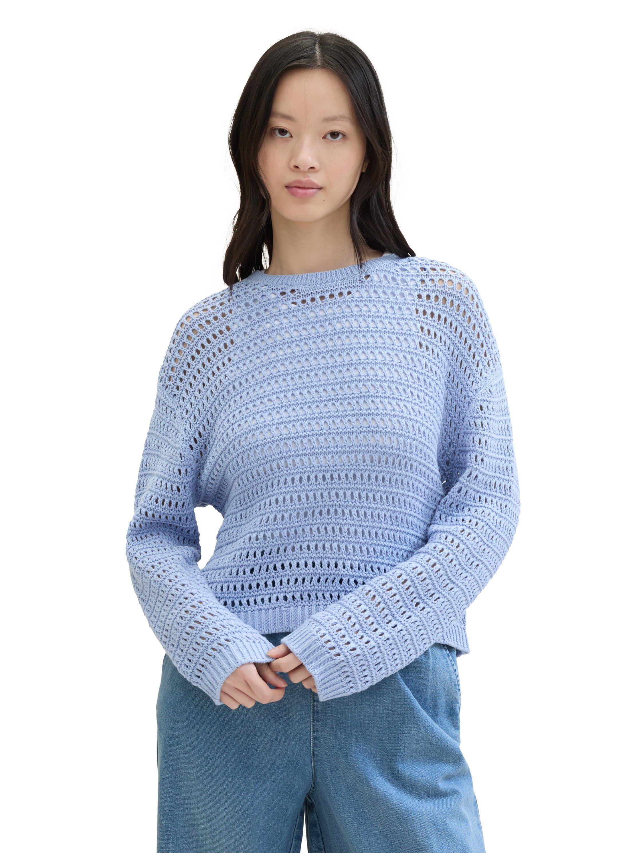 TOM TAILOR Denim Strickpullover mit Loch-Struktur