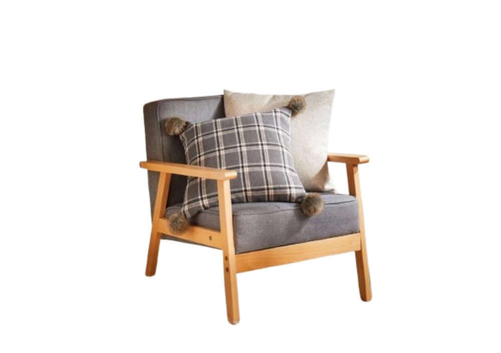 Home-trends24.de Kissenhülle Hülle Bommel Karo Grau Kissen Dekobezug Kunstfell 45 x45 Wohnzimmer