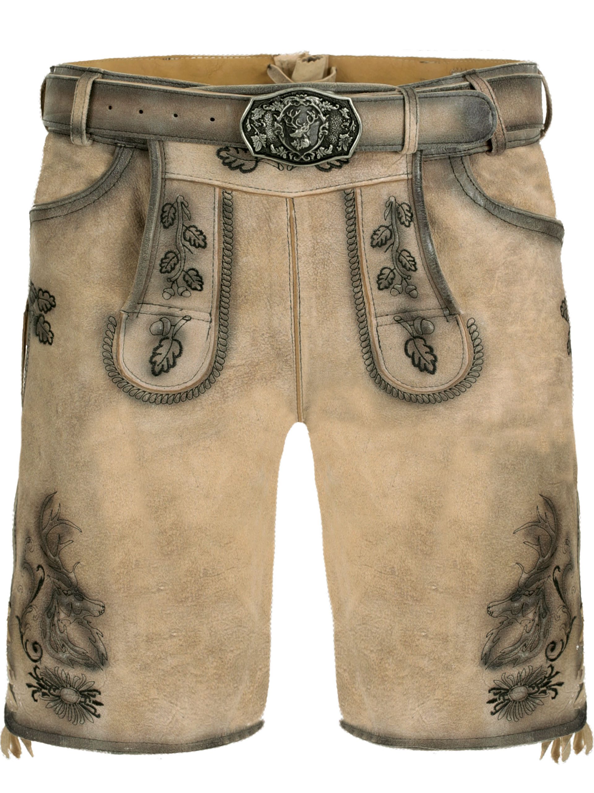 FUCHS Trachtenlederhose Trachtenlederhose Herren kurz Hellbraun Echtleder Bayerische Lederhose (1-tlg)