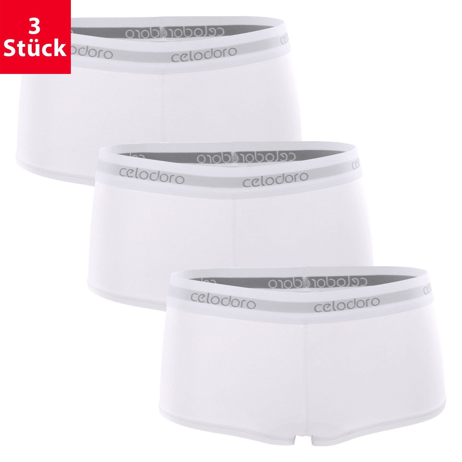 celodoro Panty Damen Panty mit Webgummi-Bund (3er Pack) Sport Slip mit Logo