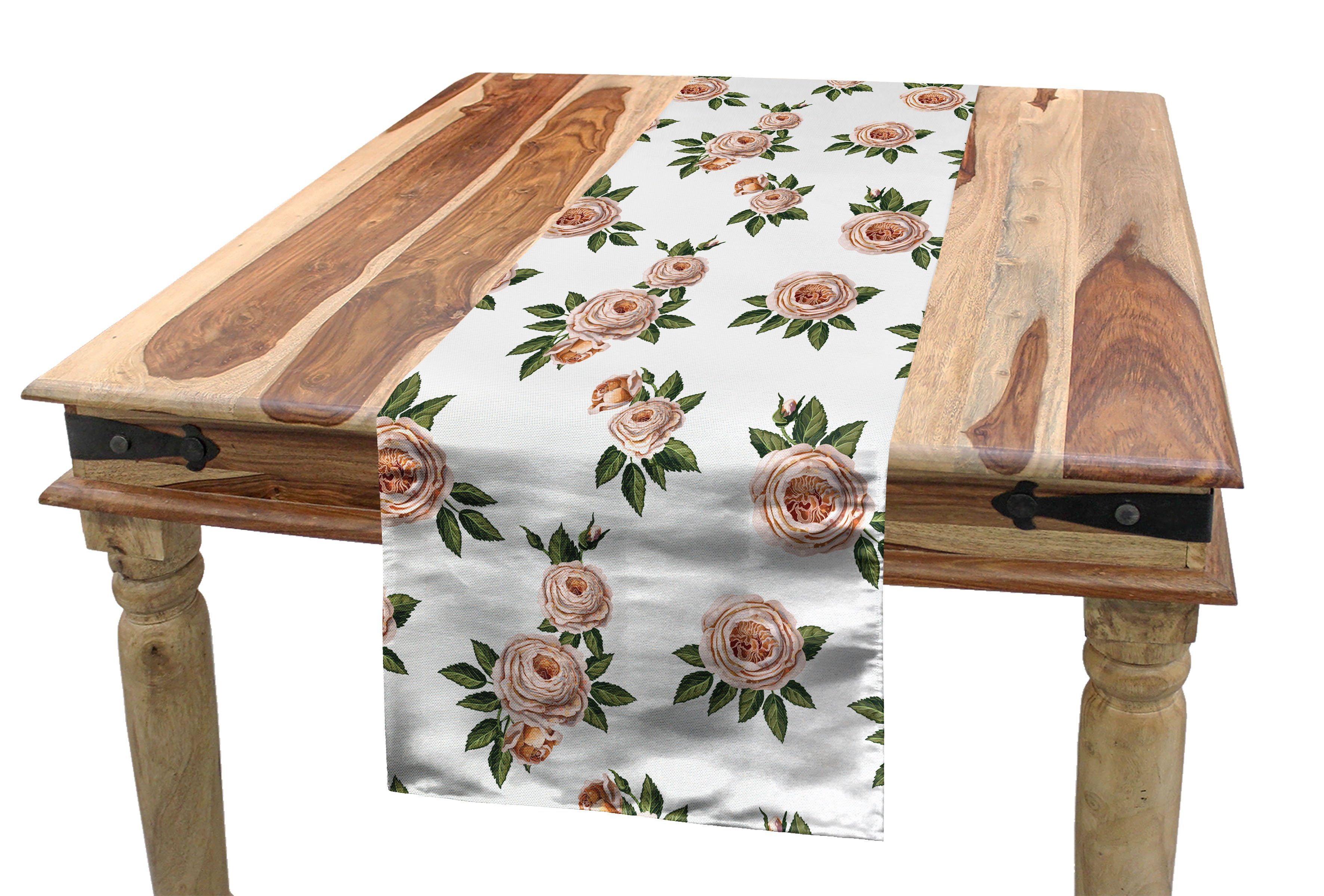 Rose Tischläufer Blumen-Kunst Repetitive Dekorativer Tischläufer, Esszimmer Rechteckiger Abakuhaus Küche Vintage