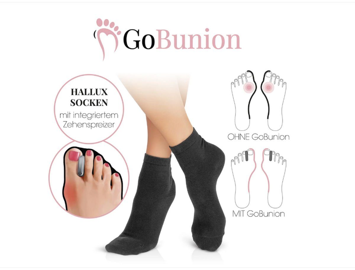 OUTLET-NORD Hallux-Bandage GoBunion Socken, 39-42, 1 Paar, Hallux Socken mit integriertem Zehenspreizer schwarz.