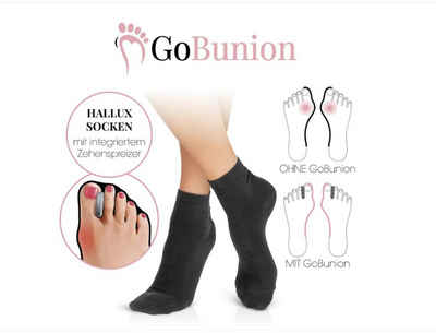 GoBunion Hallux-Bandage Socken, 39-42, 1 Paar, Hallux Socken mit integriertem Zehenspreizer schwarz.