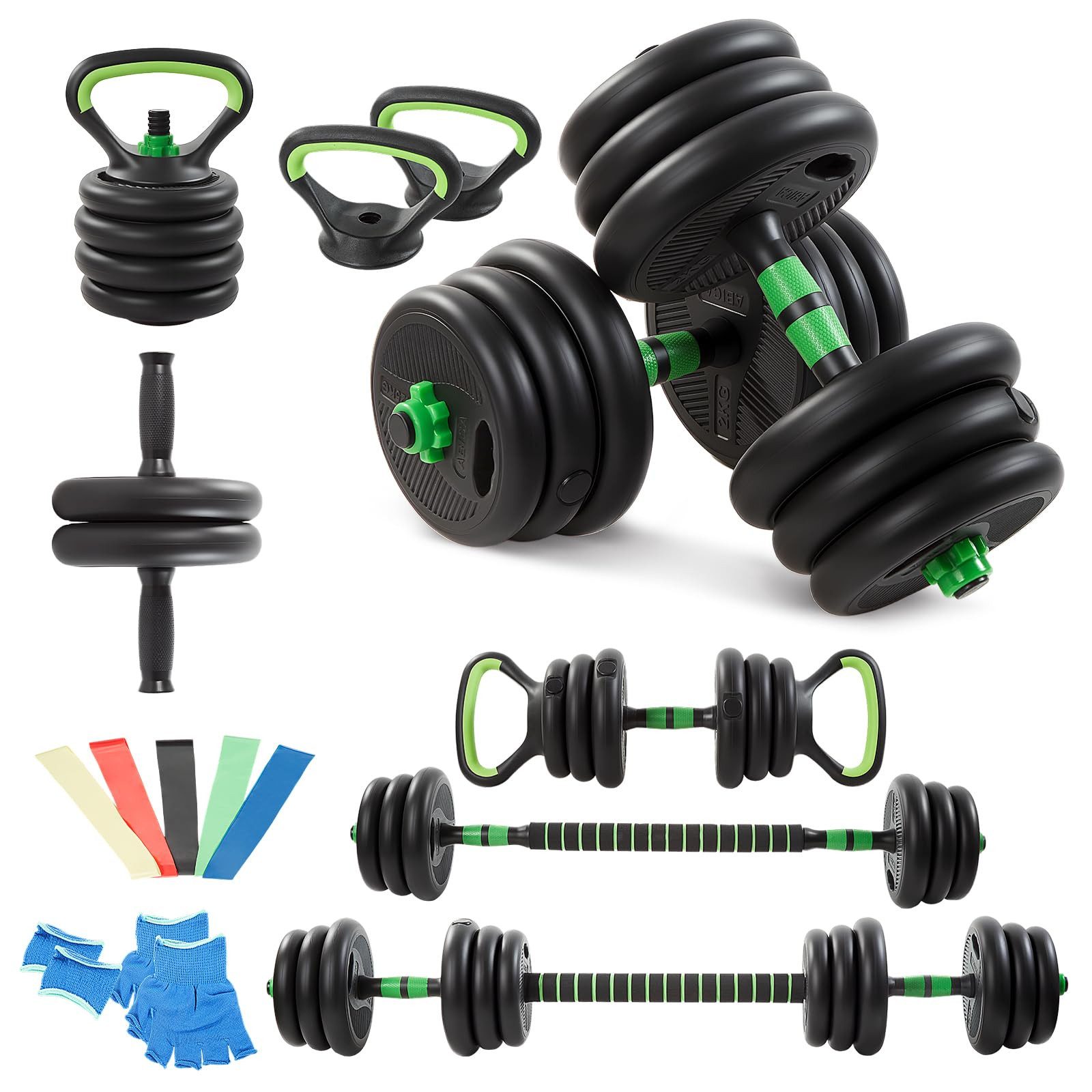 Youyijia Hantel-Set 20kg Hantelset, 5 in 1 verstellbare Heimfitnessgeräte für Männer