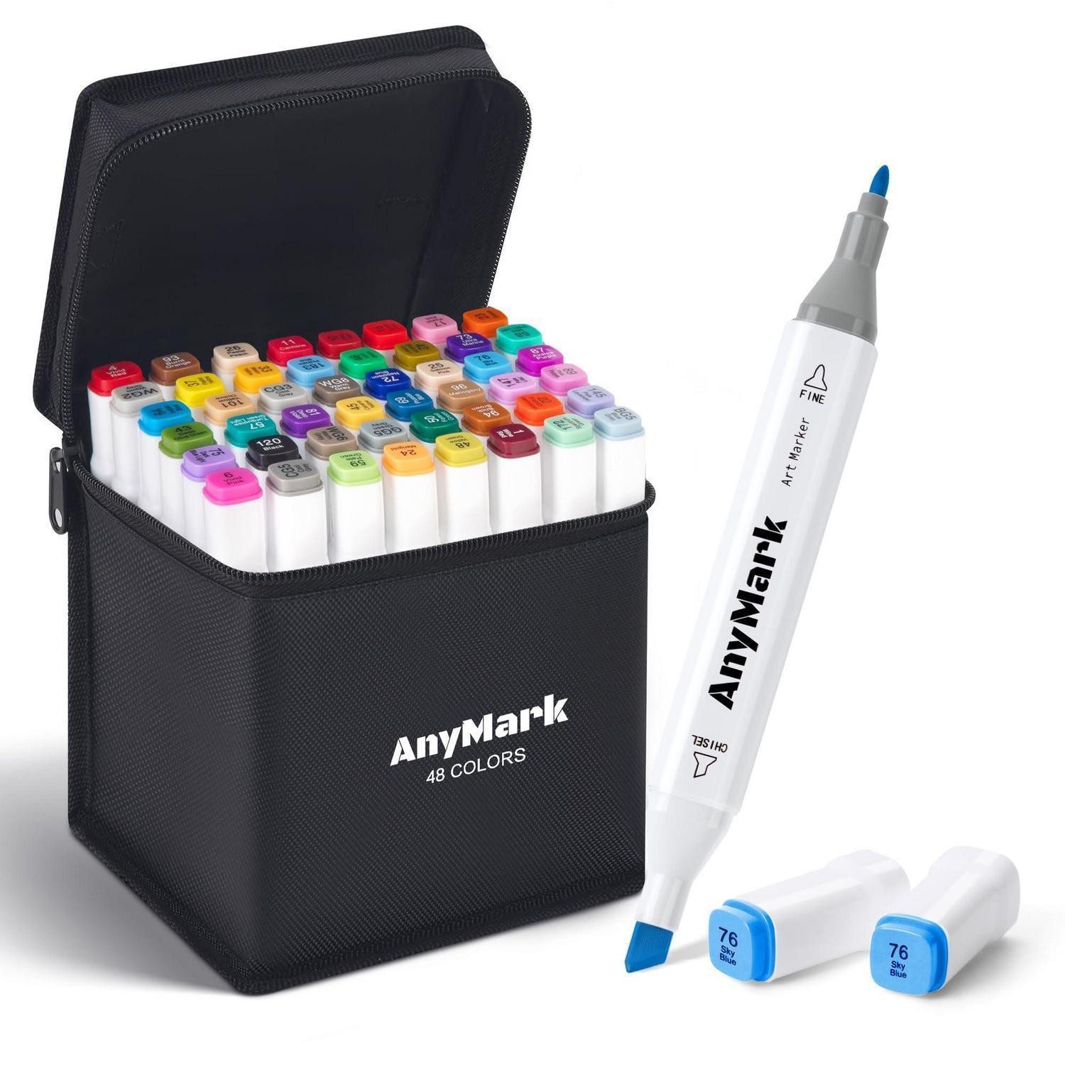 LuxusKollektion Permanentmarker Alkohol Marker Set 48 Farben Doppelspitze