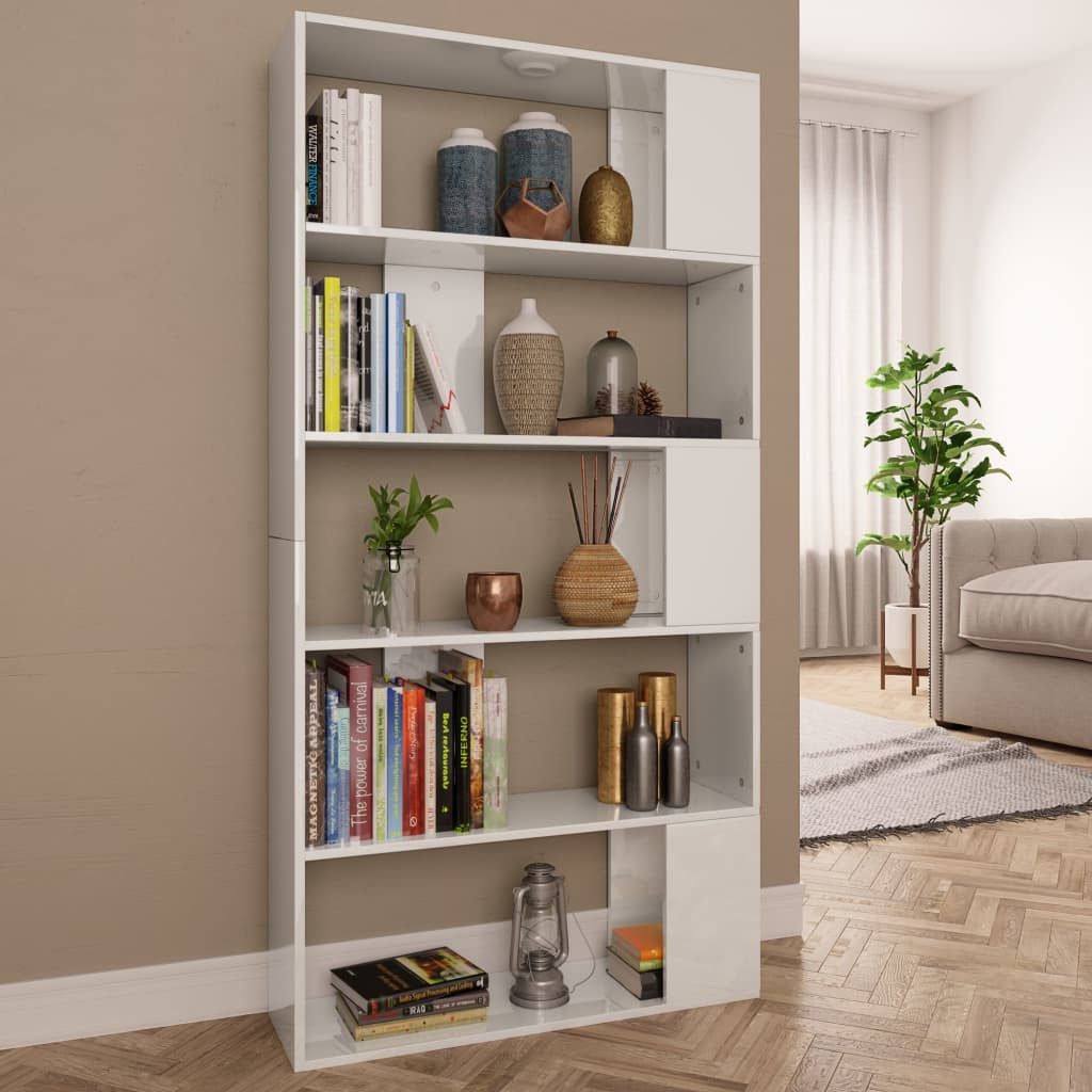 furnicato Bücherregal Bücherregal/Raumteiler Hochglanz-Weiß 80x24x159 cm, 1-tlg.