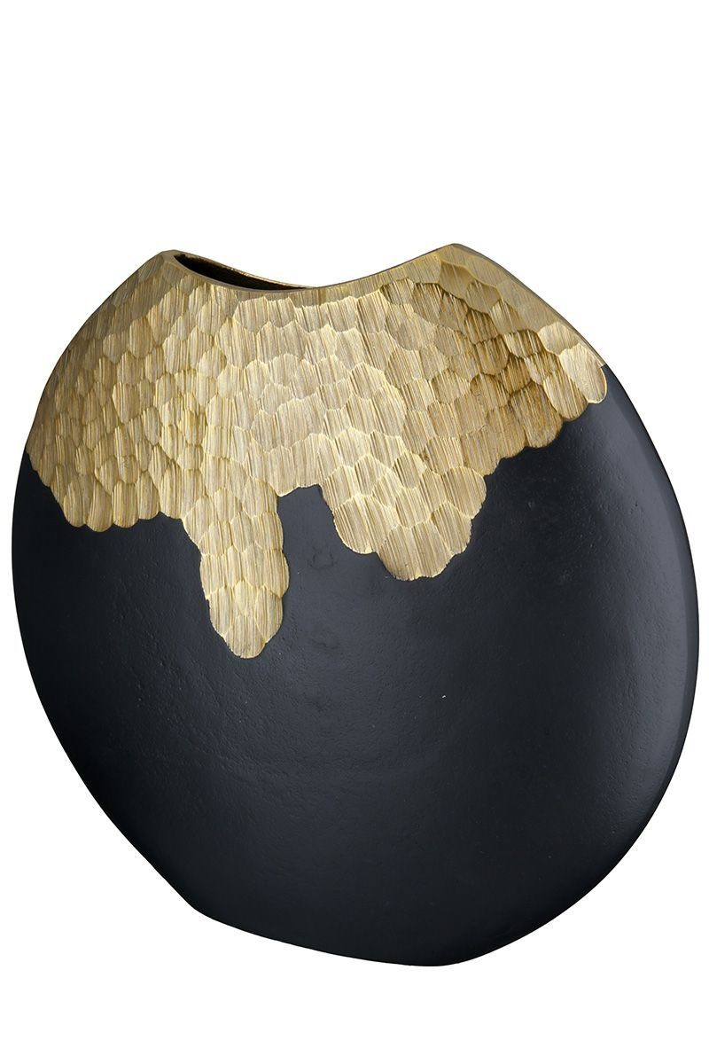 GILDE Dekovase Favo - gold schwarz - H. 30cm x B. 33 cm x T. 5 cm