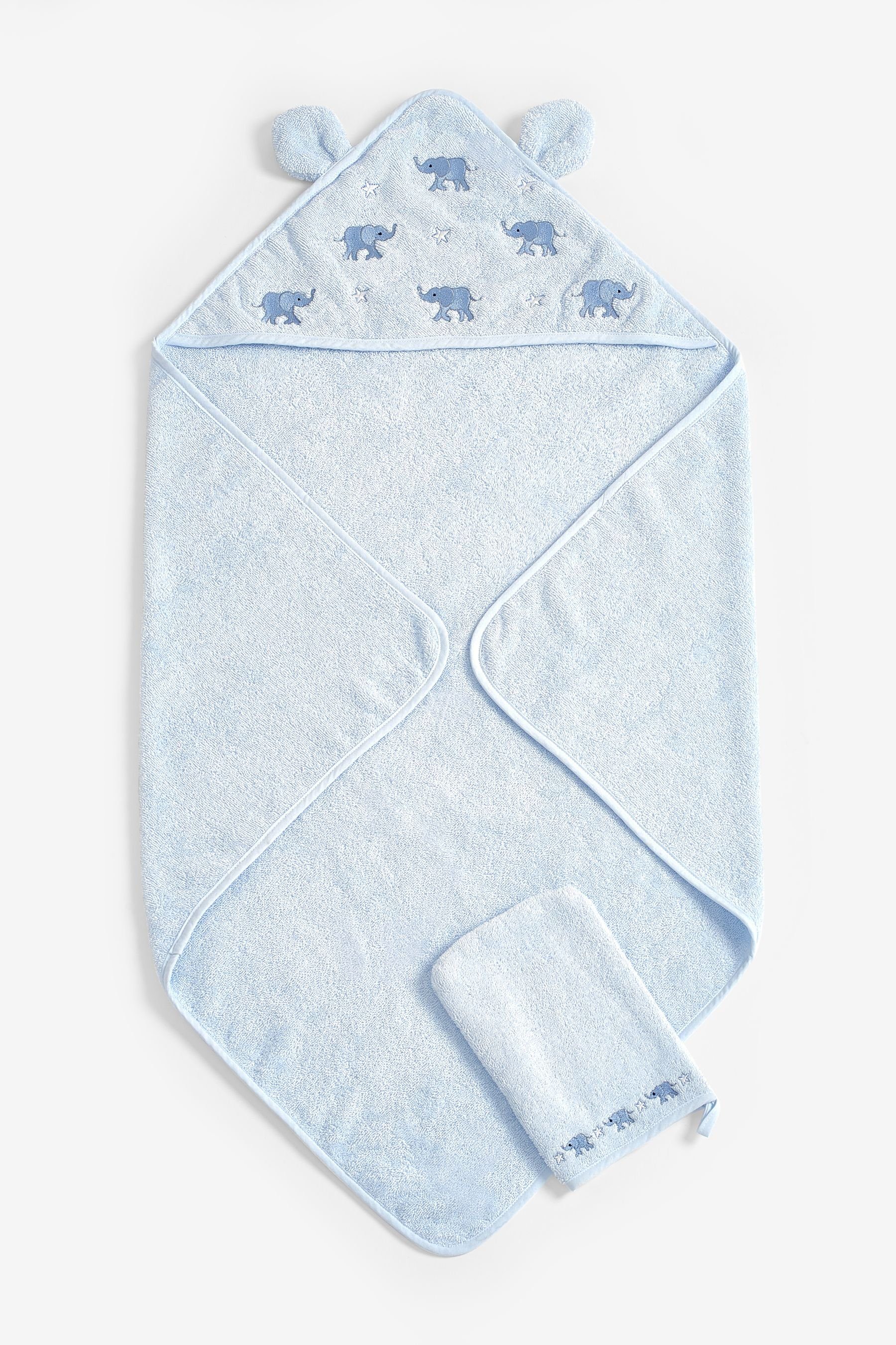 Elephant Next für mit Blue Handtuch Handtücher Neugeborene, Kapuze Baumwolle aus (2-St)