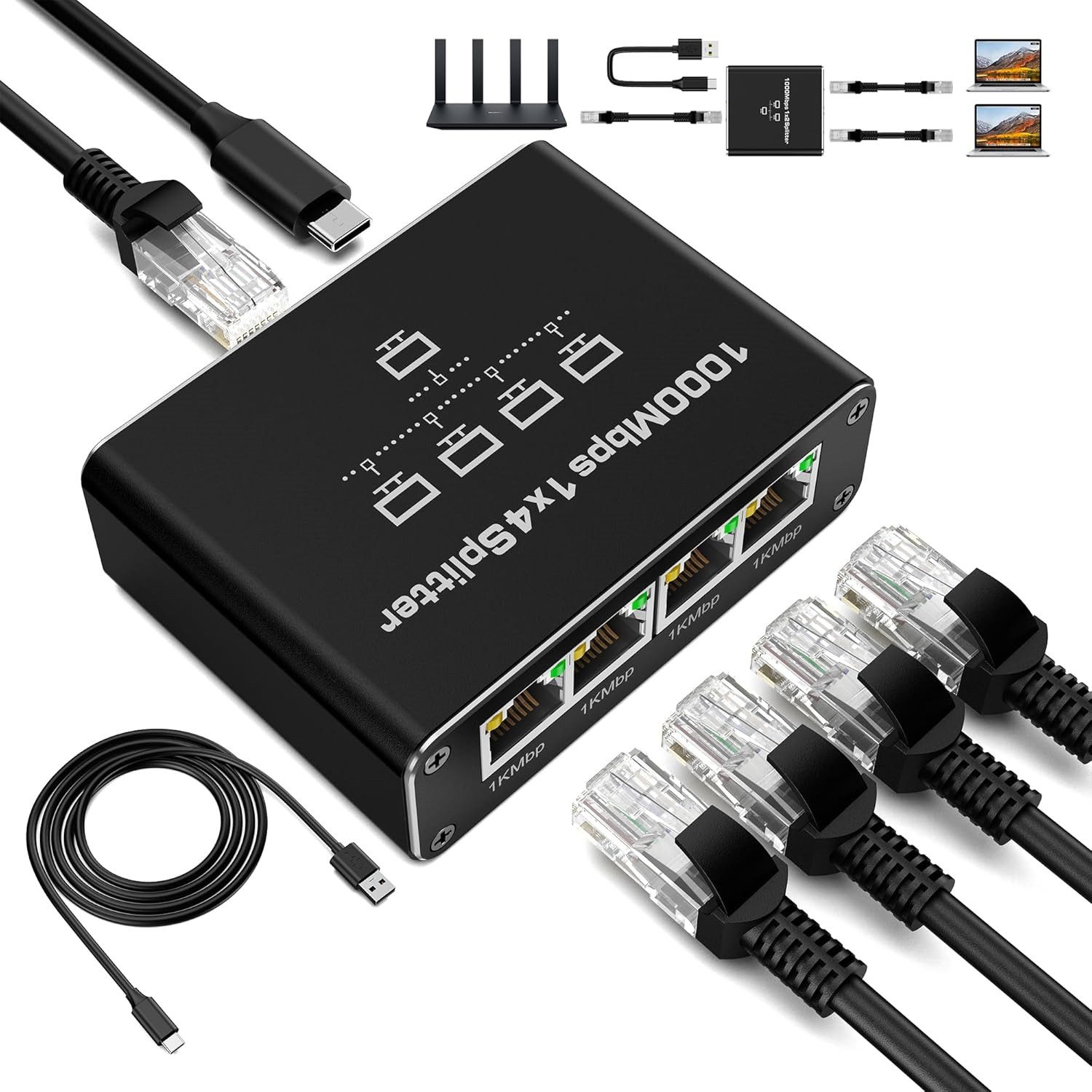 LAN Splitter 1 auf zu 2/4 Port Ethernet Switch Adapter Kabel Verteiler Netzwerk-Switch