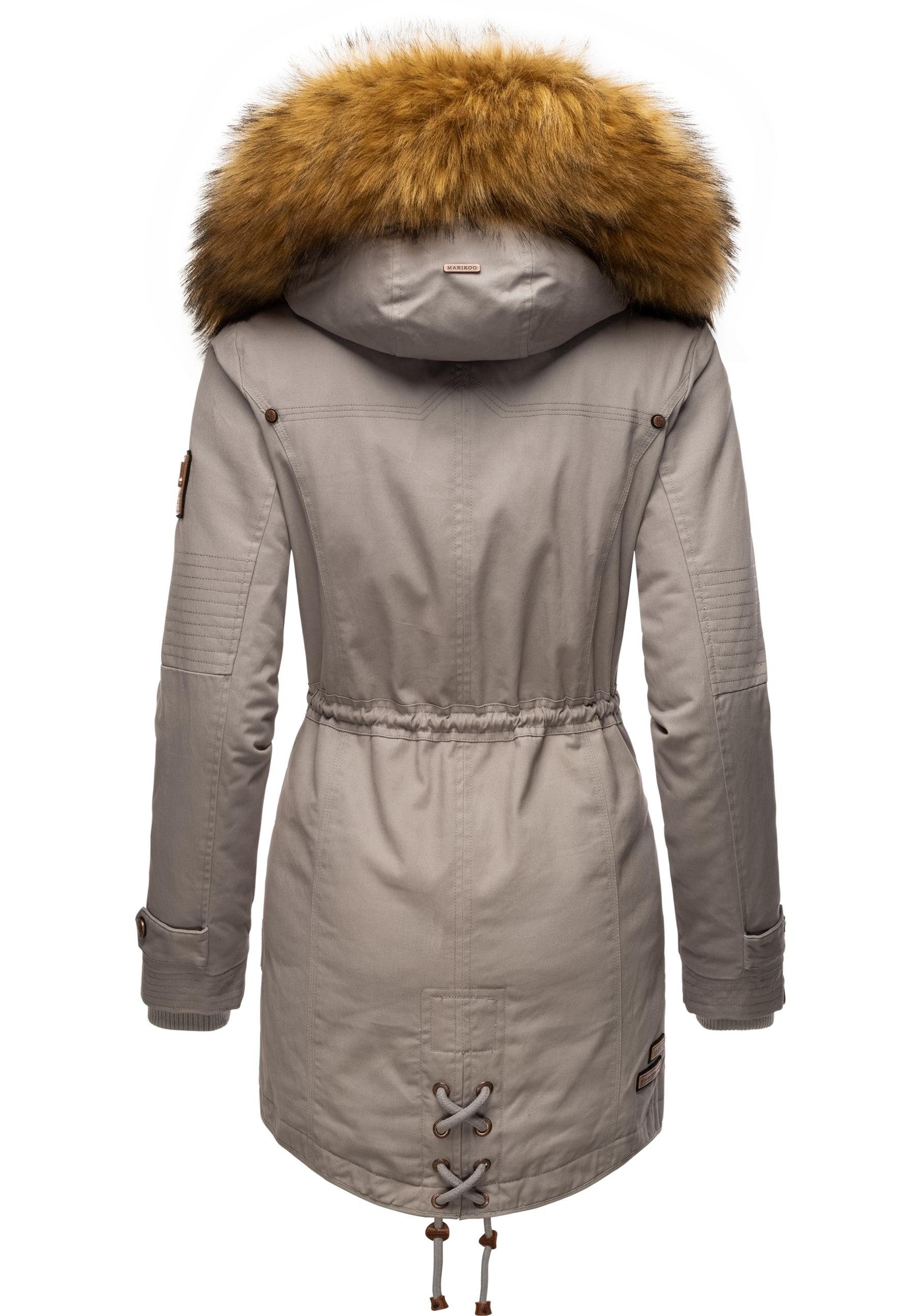 Marikoo Wintermantel La Viva Prc stylischer Winterparka mit abnehmbarem Kunstfell