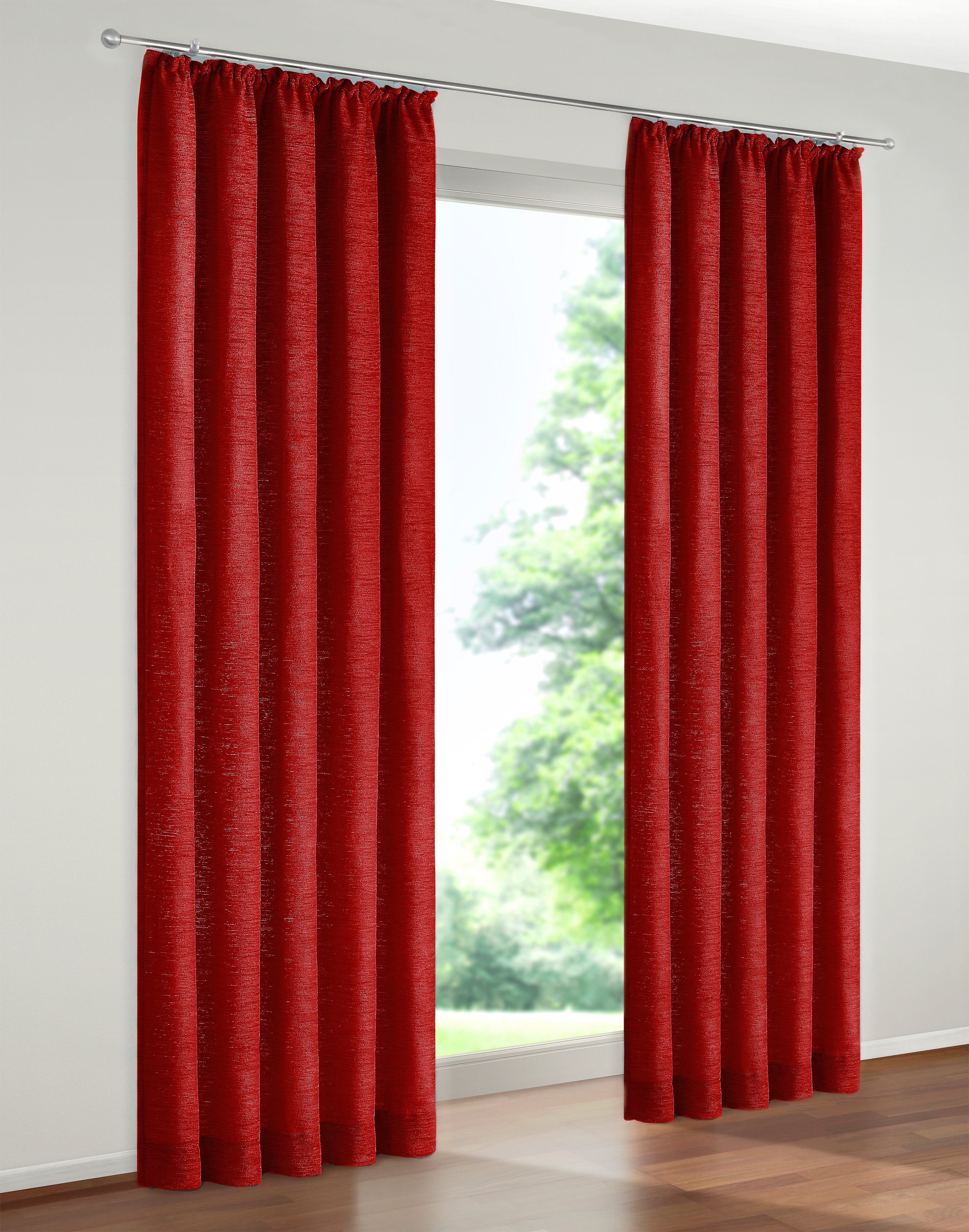 Vorhang Holmsund 288g/qm, Wirth, Kräuselband (1 St), blickdicht, Chenille rot