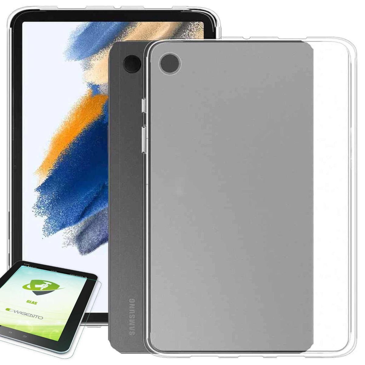 Wigento Tablet-Hülle Für Samsung Galaxy Tab A8 2021 X205 X200 Transparent  Hülle Tablet Tasche Cover + H9 Hart Glas