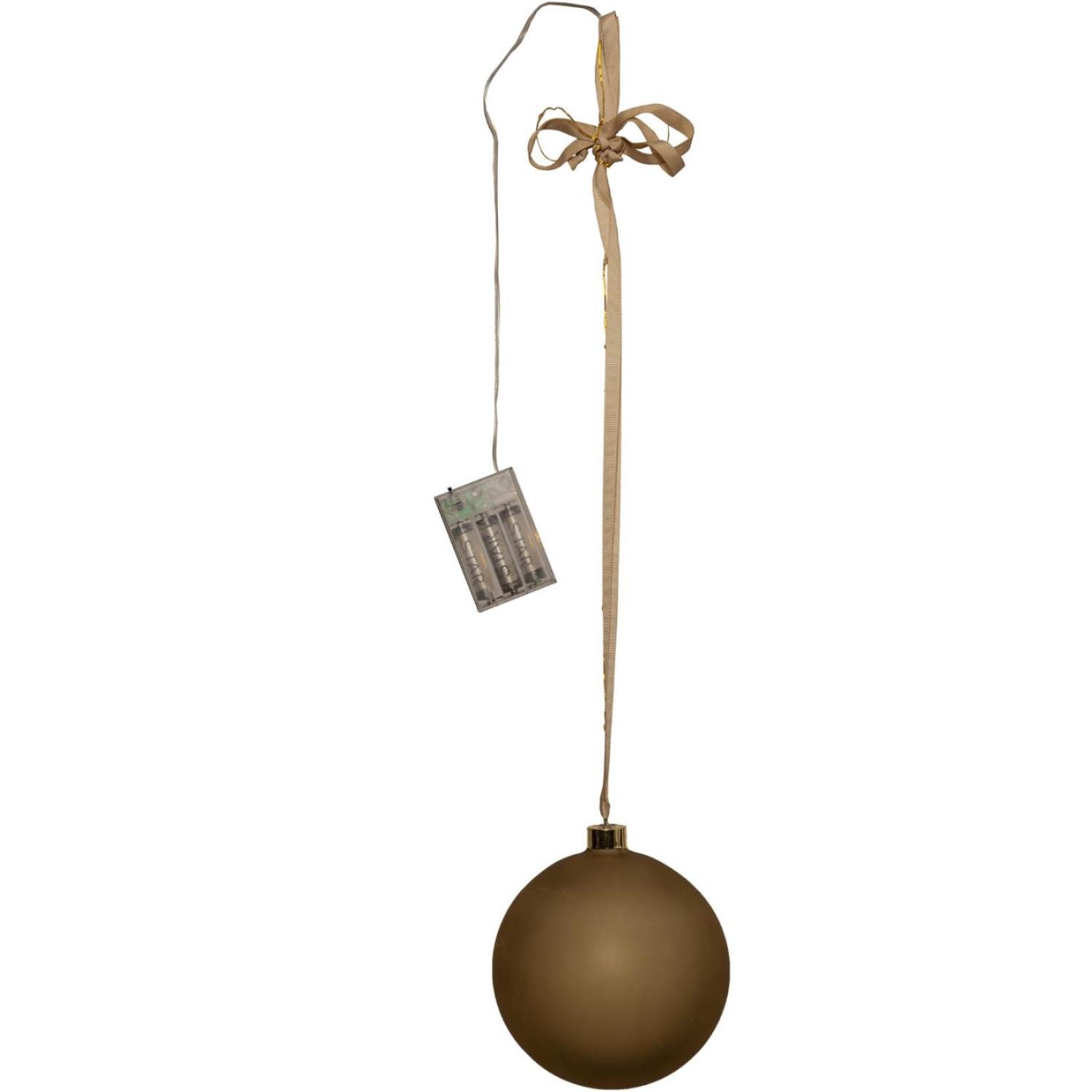 MARELIDA Weihnachtsbaumkugel LED Weihnachtskugel beleuchtete Christbaumkugel Glas Timer gold 15cm (1 St)