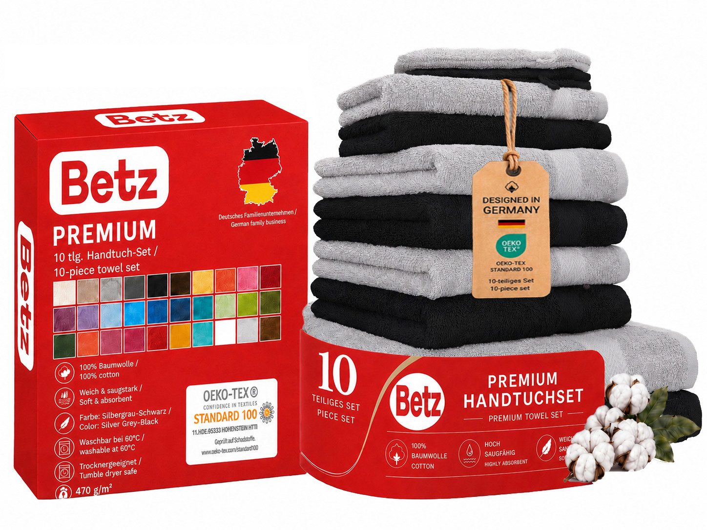 Betz Handtücher Premium Handtuch-Set 10-teilig, (Set, 10-St), Duschtücher, Handtücher, Gästetücher & Waschhandschuhe
