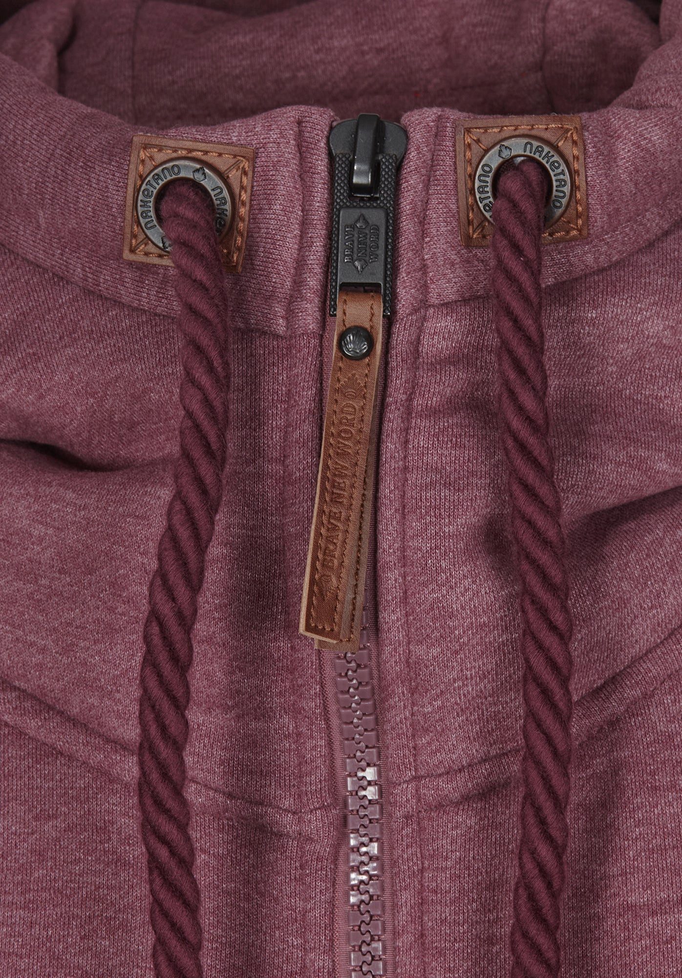 naketano Sweatjacke Herren mit Kapuze, breiter Stehkragen, melierte Sweatware, Kordelzug Eingrifftaschen, Rippbündchen, Kunstleder-Logo, casual, Streetwear