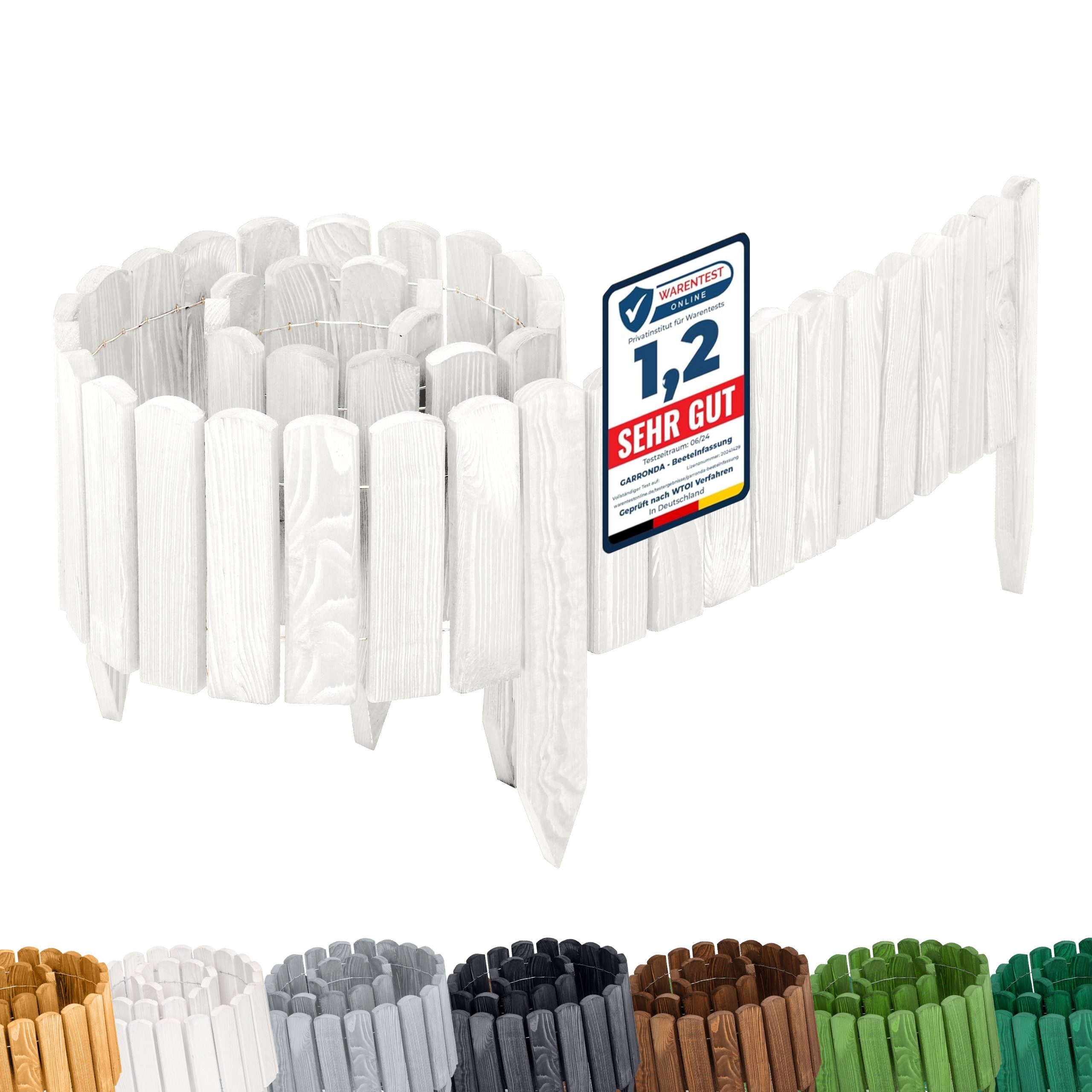 Garronda Zaun Rasenkante Holz Beeteimfassung 200 x 20cm Flexibler Rollborder GD-0106