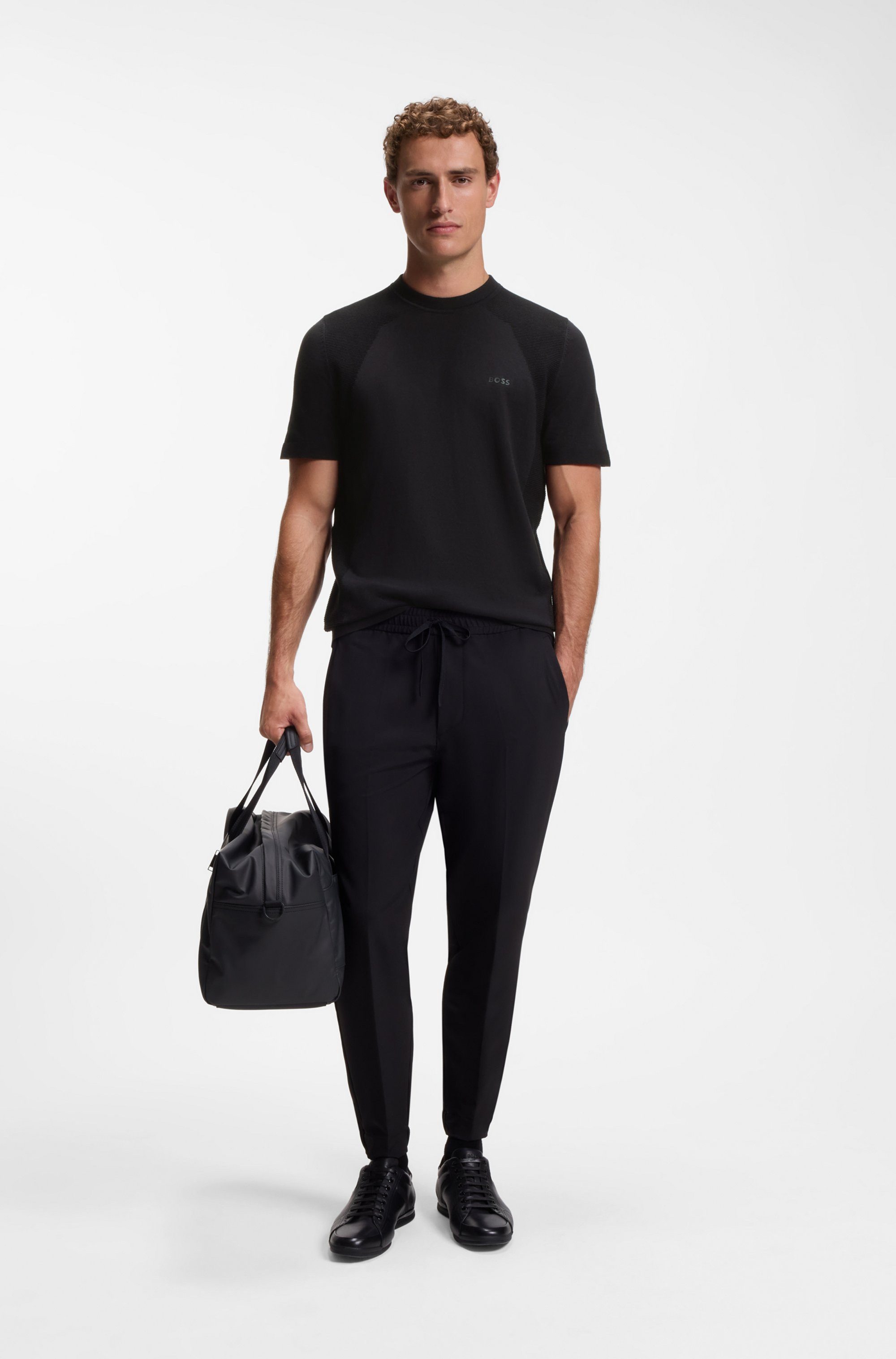 BOSS GREEN Kurzarmpullover KN_Momentum-Lite TS Kurzarm, Regular Fit, Baumwollmischung