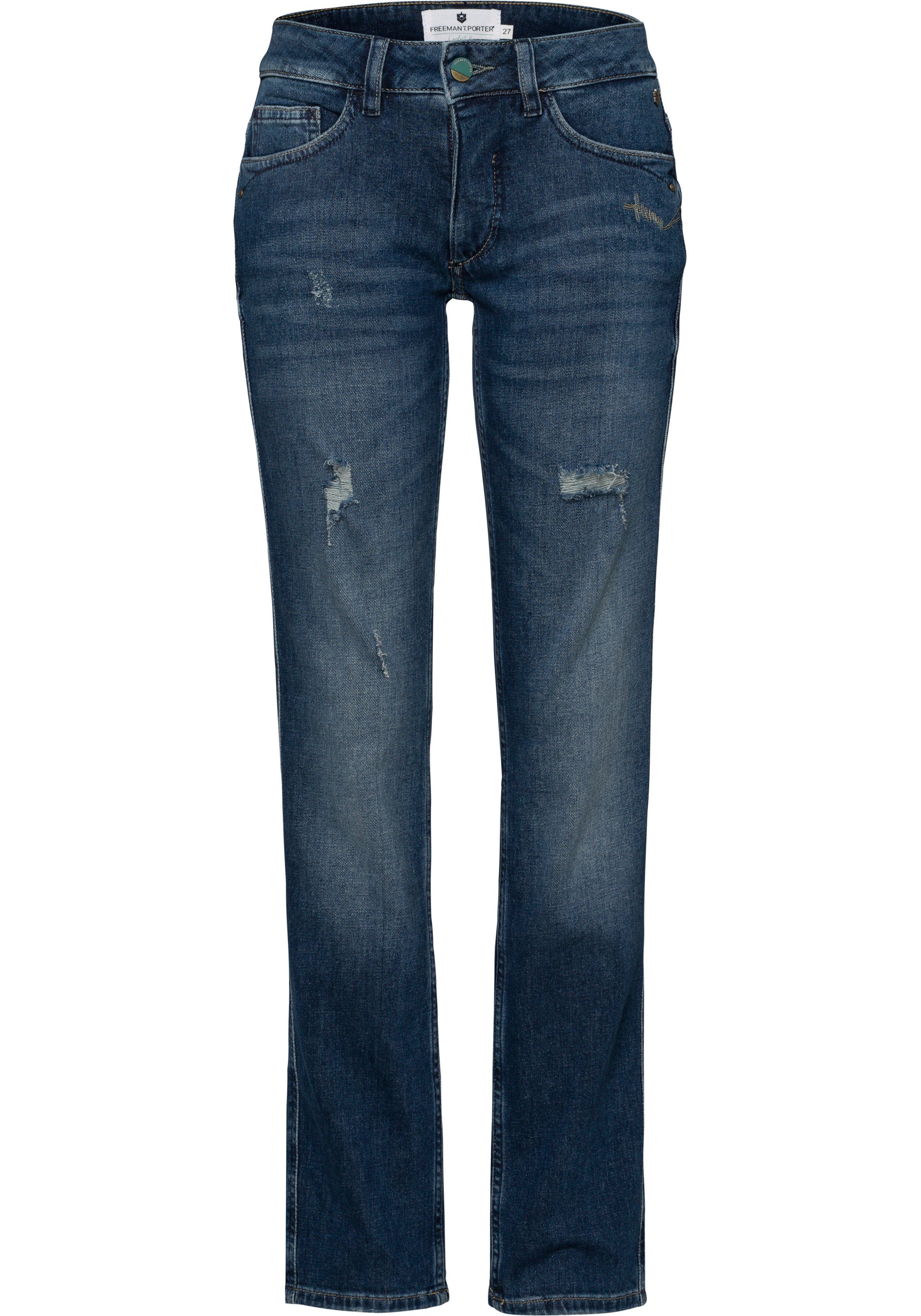 Freeman T. Porter Straight-Jeans mit Destroyed-Elementen