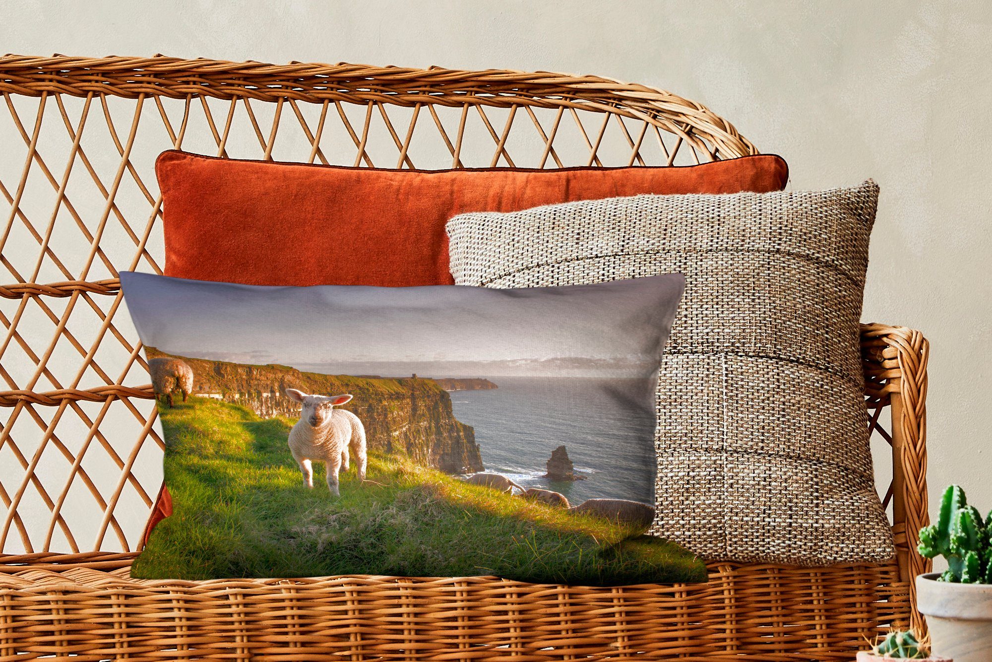 MuchoWow Dekokissen Schafe Irland, Zierkissen, Wohzimmer Füllung, - - Dekokissen Schlafzimmer mit Natur Dekoration