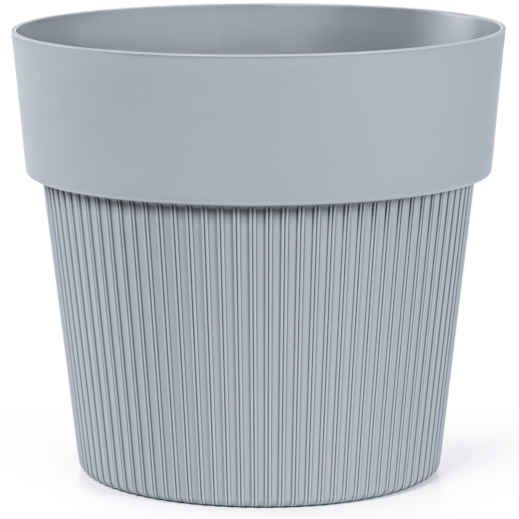 KONZEPT Übertopf 20 cm Durchmesser, 3,6 L, UV- & wetterbeständig, Matte Oberfläche, Oberer Rand & vertikale Rillenstruktur, 3,6 L