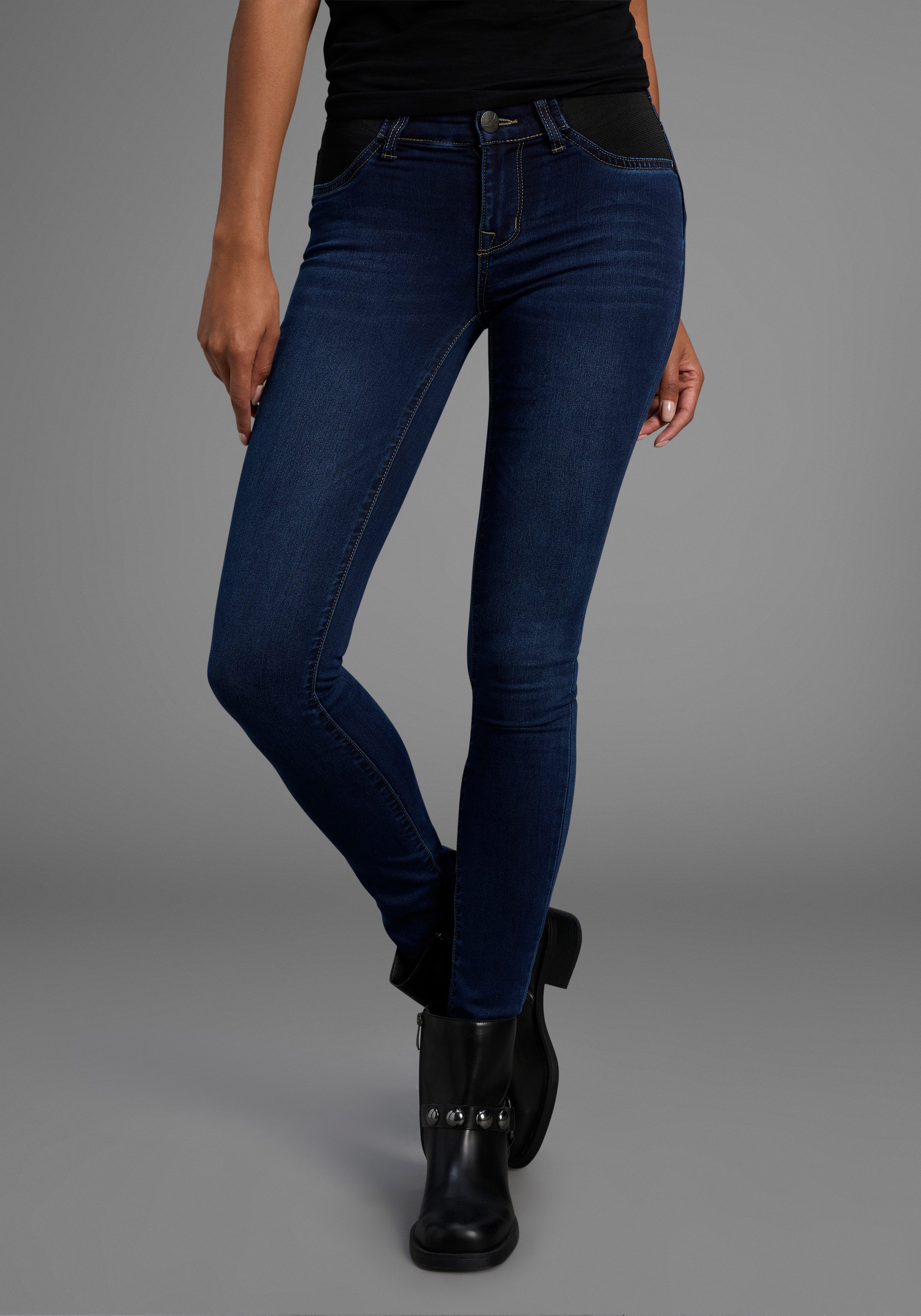Arizona Skinny-fit-Jeans Ultra Stretch skinny-fit, mit Used-Look-Crinkles, niedrige Leibhöhe