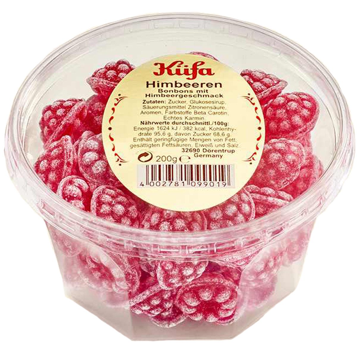 KUEFA Süßigkeit, Küfa Himbeeren Fruchtbonbons mit leckerem Himbeergeschmack 200g